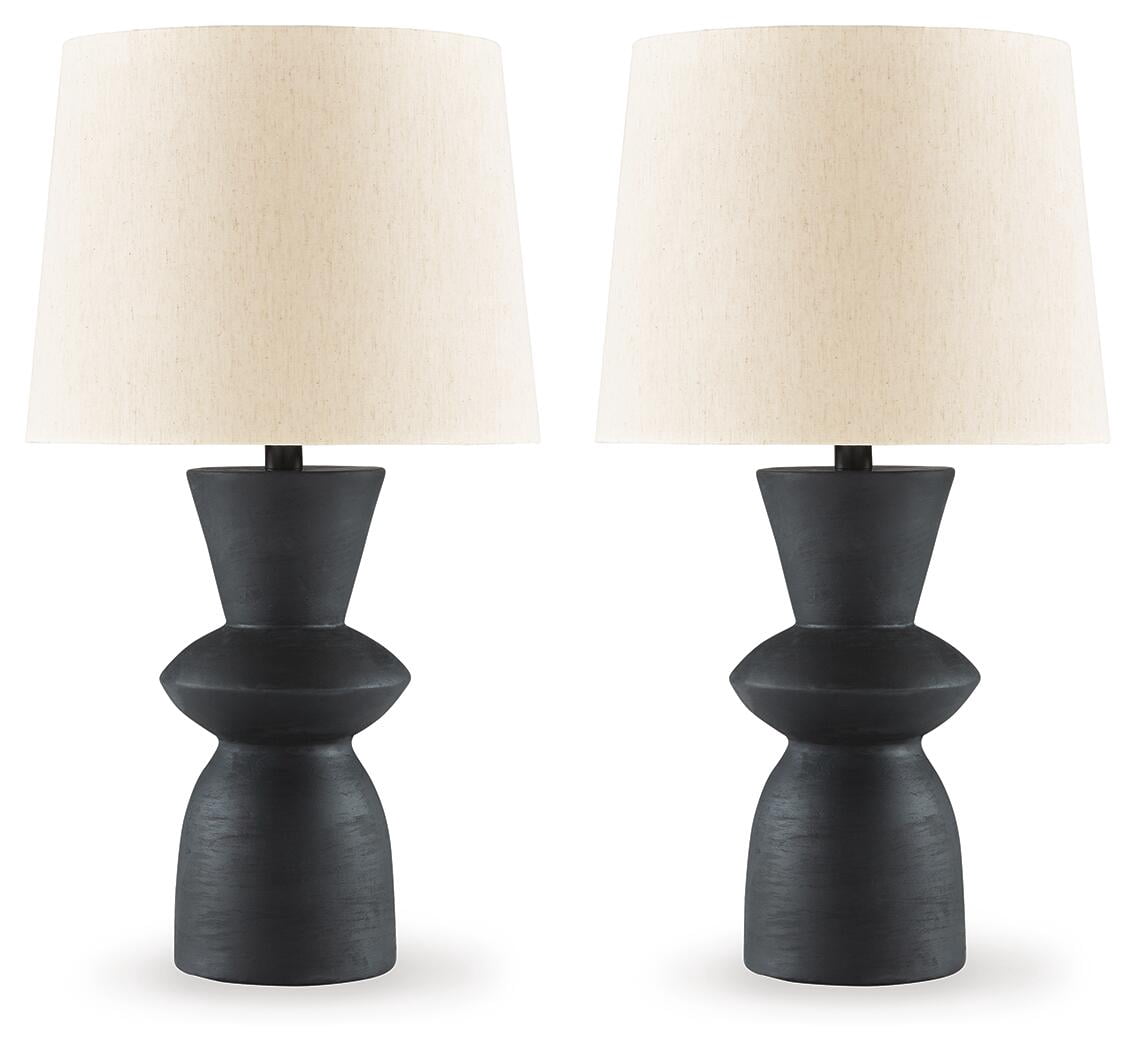 Signature Design by Ashley Scarbot Modern Angular Table Lamps (Distressed Black, Set of 2) 1zk7b