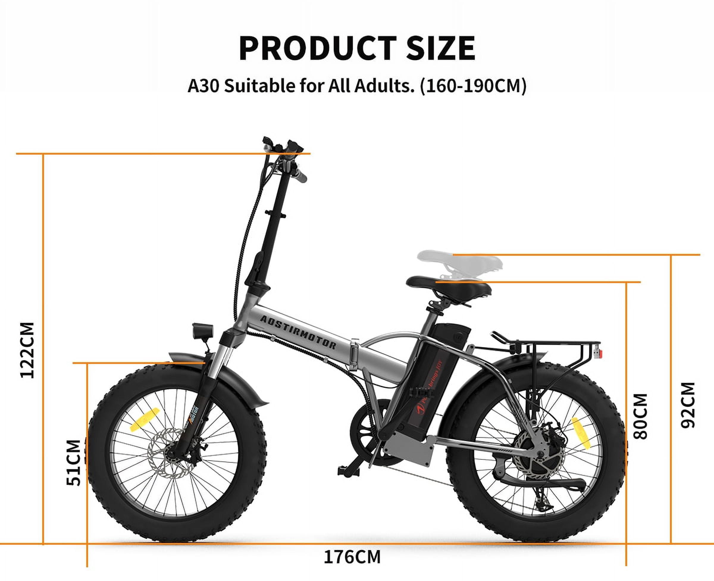 Aostirmotor Folding Electric Bike, 750W Motor, 20 in Fat Tire, 48V Removable Battery (Black, 260 lb Capacity) i57tt