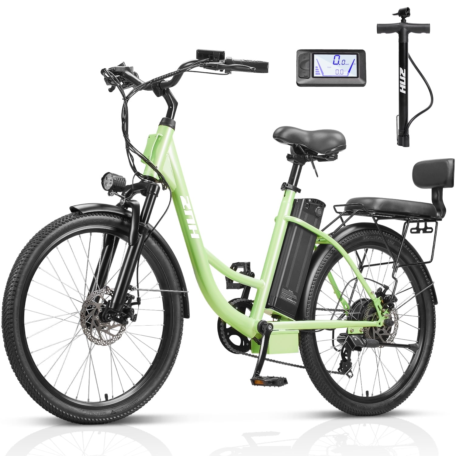 ZNH 24-inch Electric Bike, 700W Motor E-Bike with 48V 13Ah Battery, UL2849 Certified (Green, 330 lb Load Capacity) g7zs6