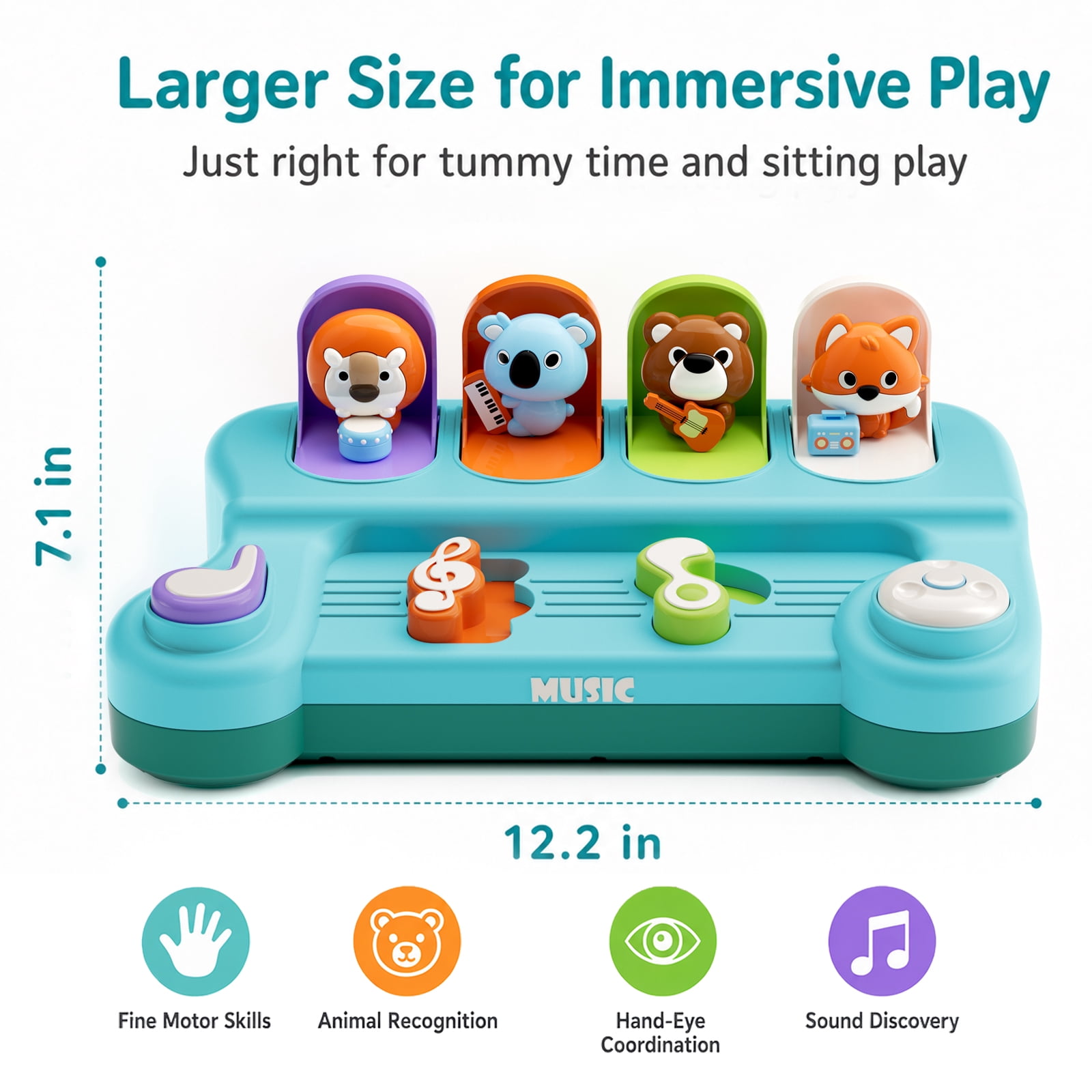 Dimoarch Pop Up Interactive Musical Toy for Toddlers, Educational Cause and Effect Activity Center (14.01 x 8.31 x 4.37 in) fd5a6