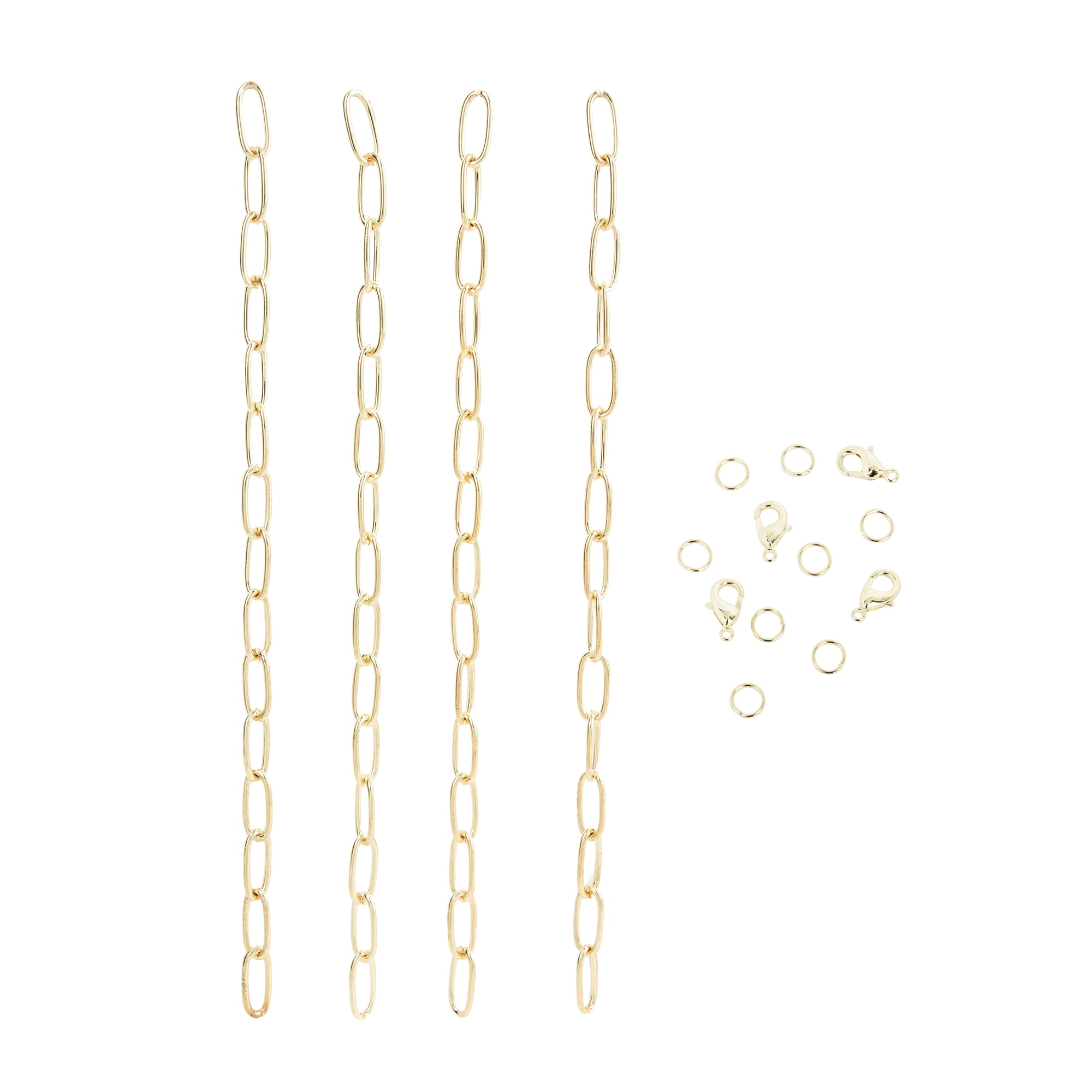 Cousin DIY Gold Dainty Long Link Chain for Jewelry Making, Durable Metal Bracelet Base (Gold, 7.5 in, 2 Pack) gkdfa