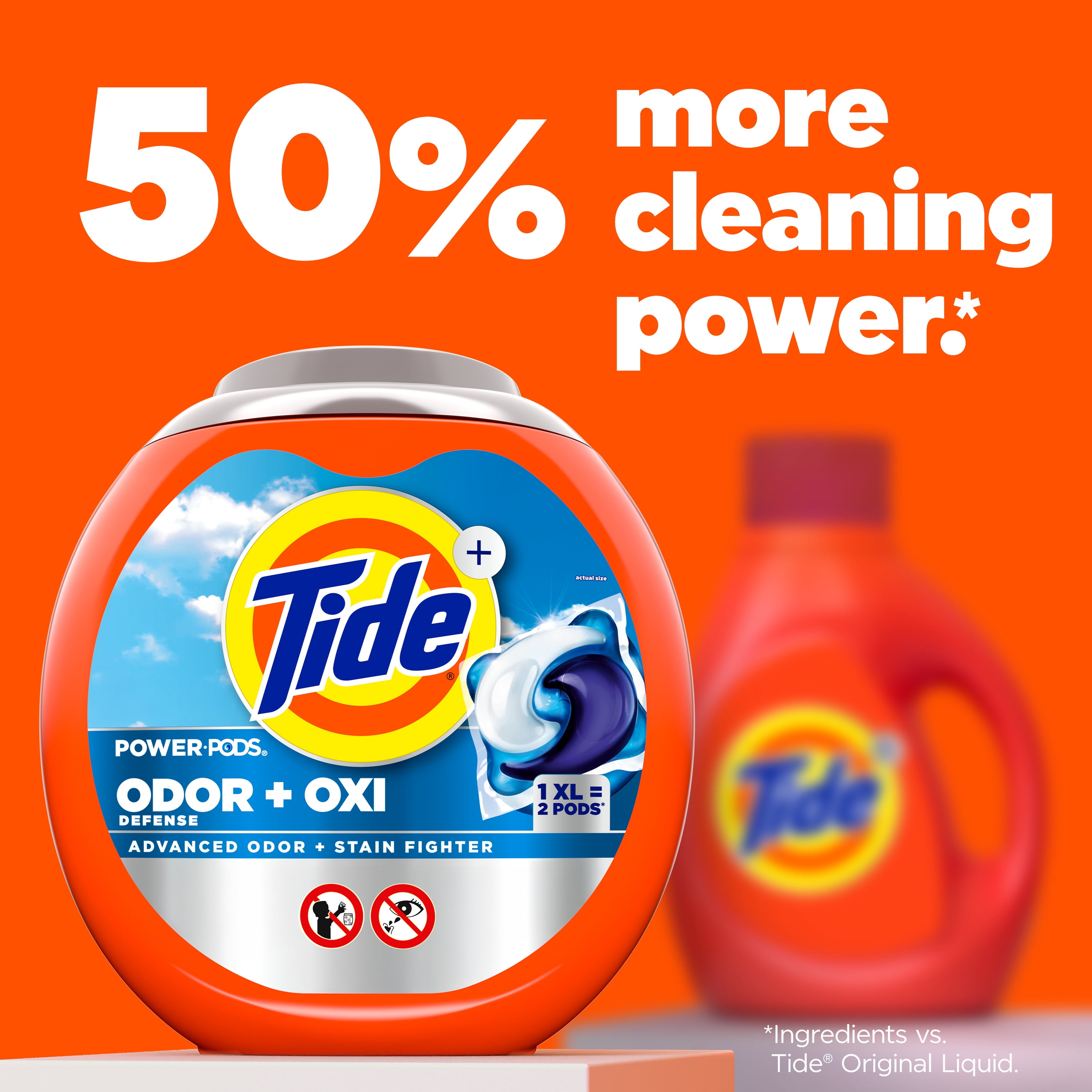 Tide Power PODS Laundry Detergent Pacs with Odor Defense + Oxi, Original Scent (45 Count) dhrrn
