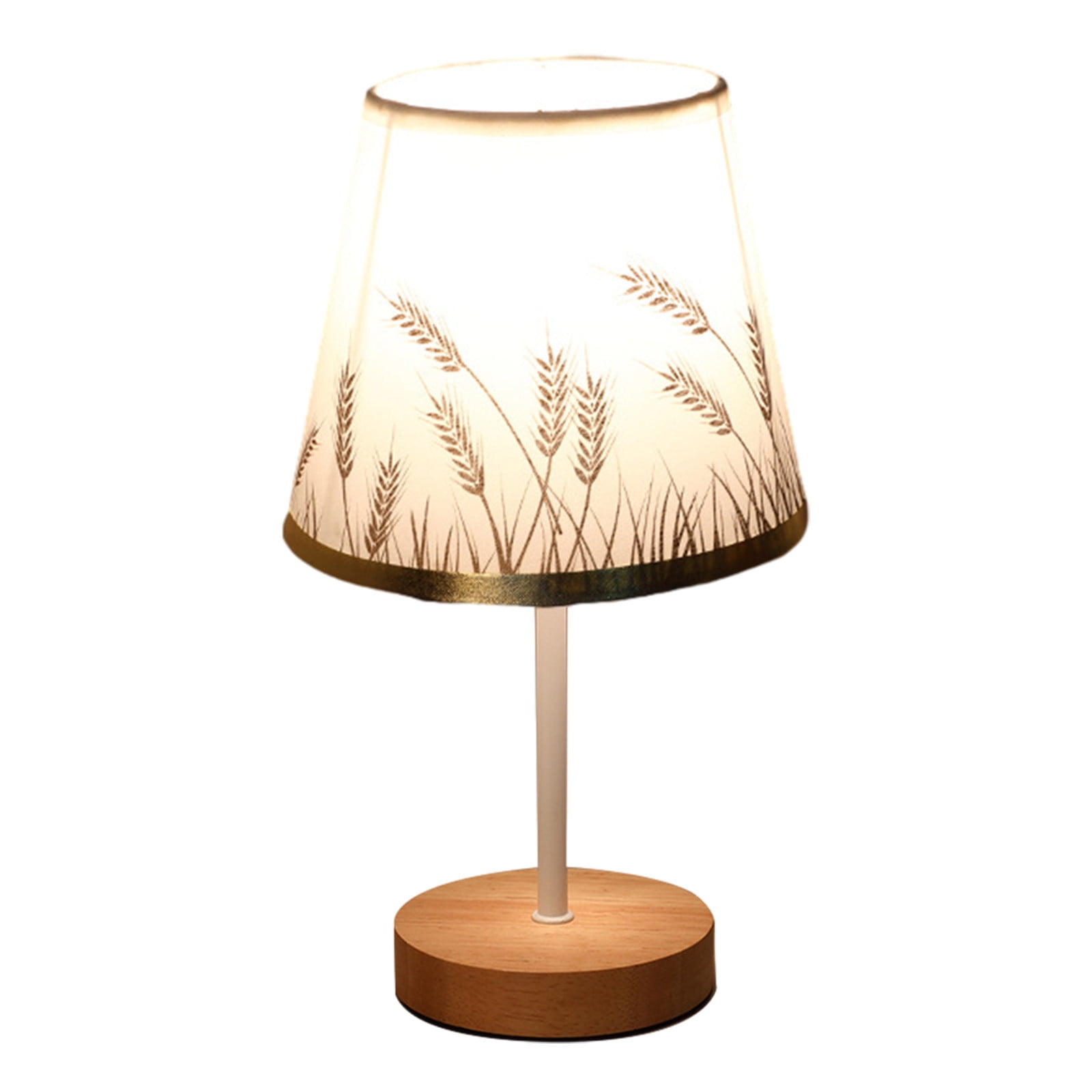 Gnmfd LED Solid Wood Desk Lamp with Linen Fabric Shade (Beige, 12 in) 5rp0m
