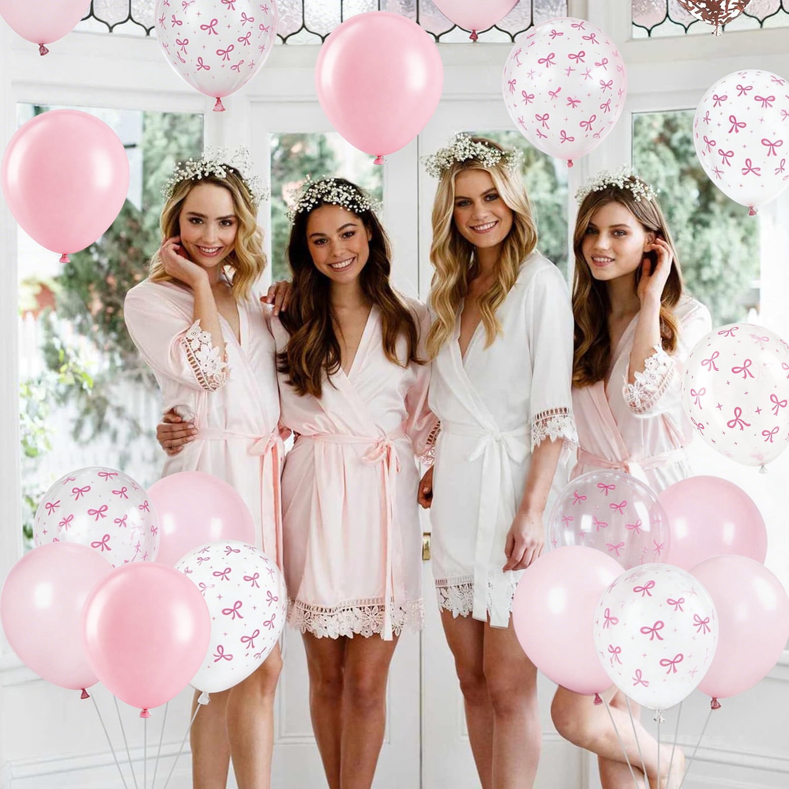 SMF Pink Bow Balloons Party Decoration Set (Pastel Pink, 35-Piece Pack) k7gzk