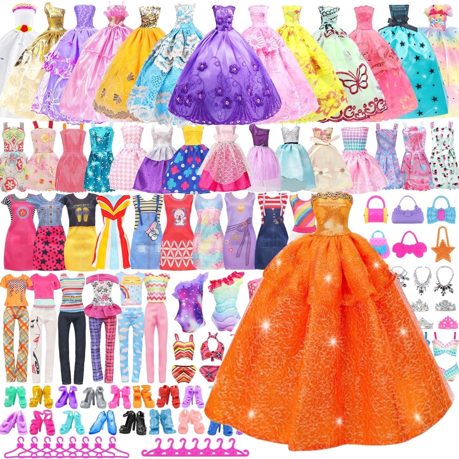 Zita Element 75-Piece Doll Clothes and Accessories Fashion Outfit Set for 11.5 in Dolls (Multi-Color, 75-Piece Set) zfsqt