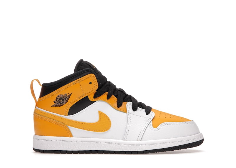 Jordan 1 Mid University Gold Basketball Shoes (White/University Gold-Black, 3Y) otl26