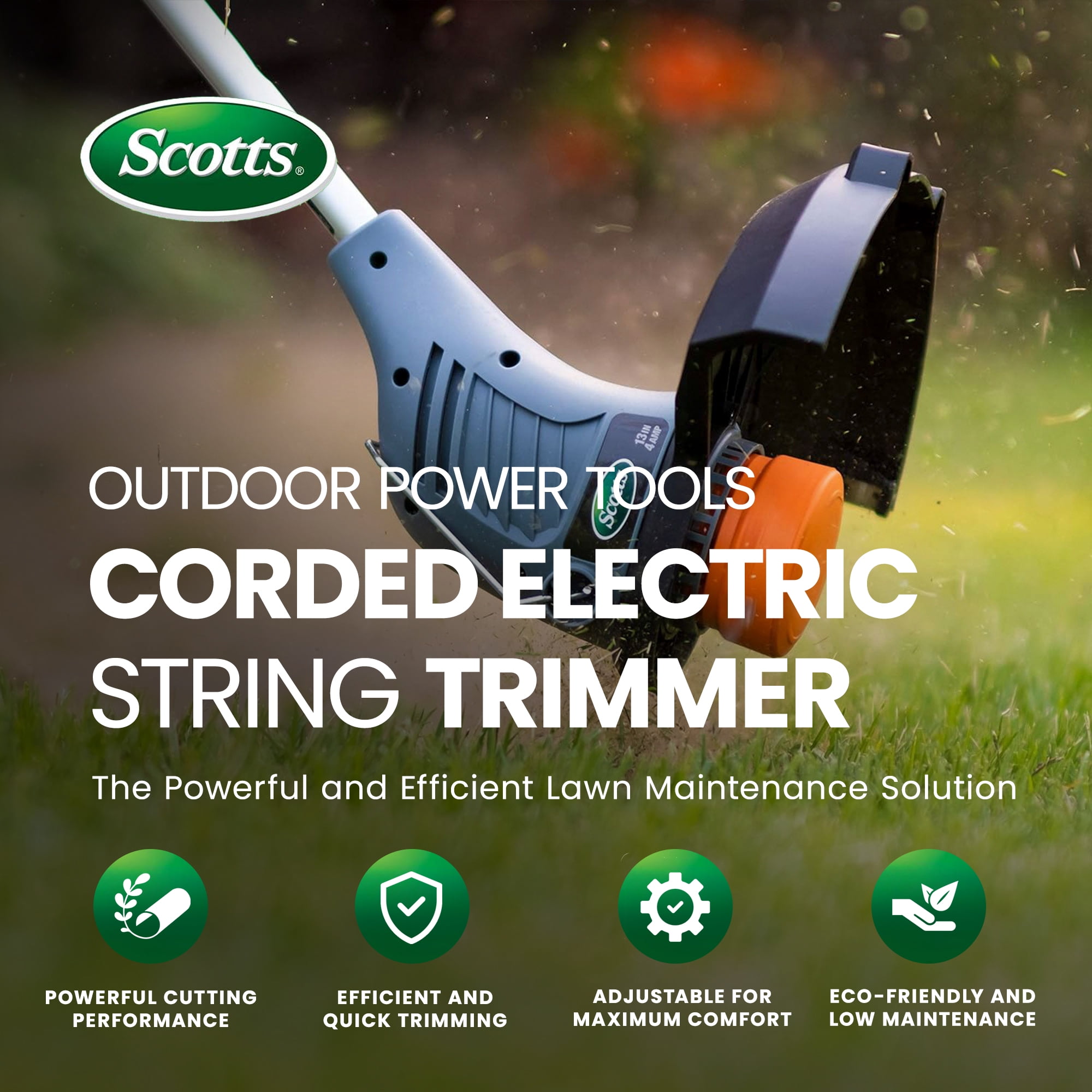 Scotts Corded Electric String Trimmer with Telescopic Pole (Black, 13 in) o7k0u