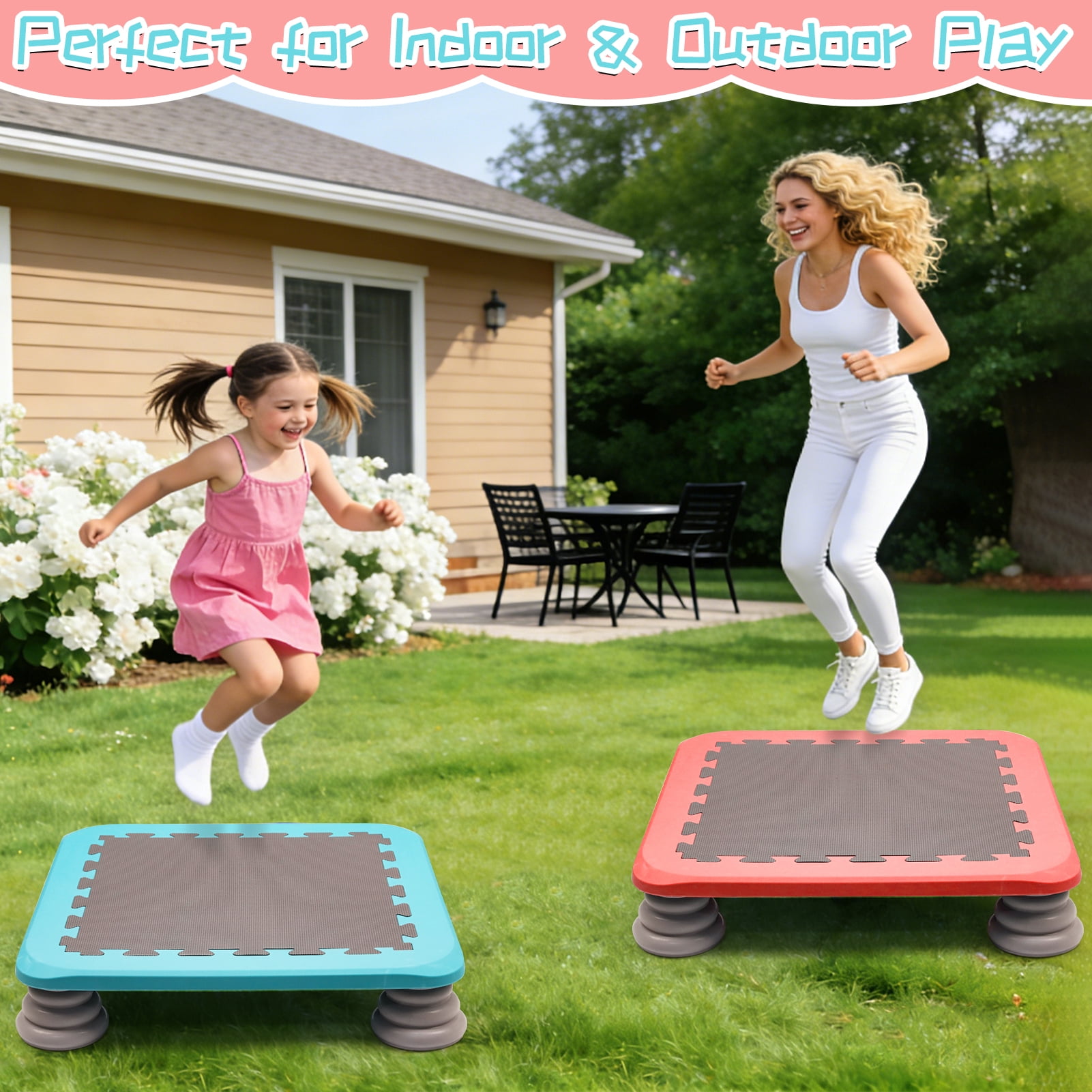 Wdmiya Kids Trampoline Bounce Board, Indoor Outdoor Sensory Balance Training Equipment (Red, 25 in) 5rehd