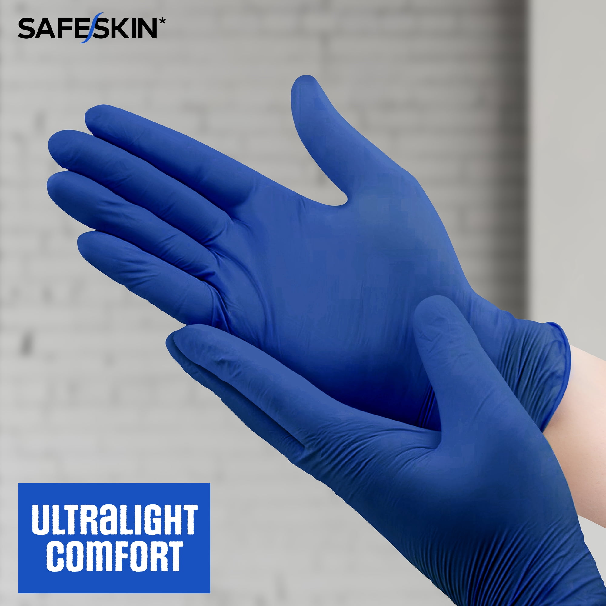 SAFESKIN Ultralight Disposable Nitrile Gloves (Blue, Medium, 100 Count) 0a91y