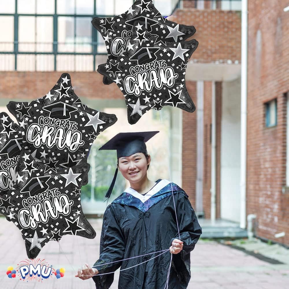 PMU Graduation Congrats Grad Star Mylar Balloon (Black, 18 in, 1 Pack) 5a4m5