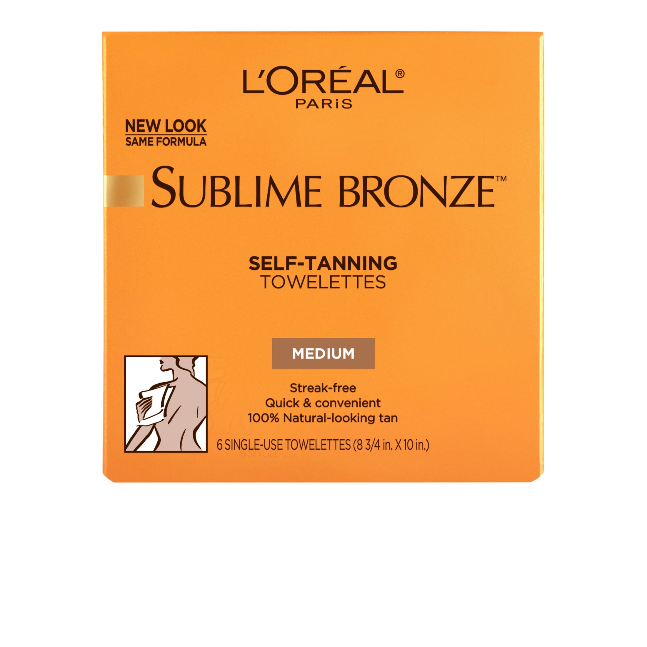 L'Oreal Paris Sublime Bronze Self-Tanning Towelettes, Streak-Free Gradual Sunless Tanner (6 Count) gfh0b