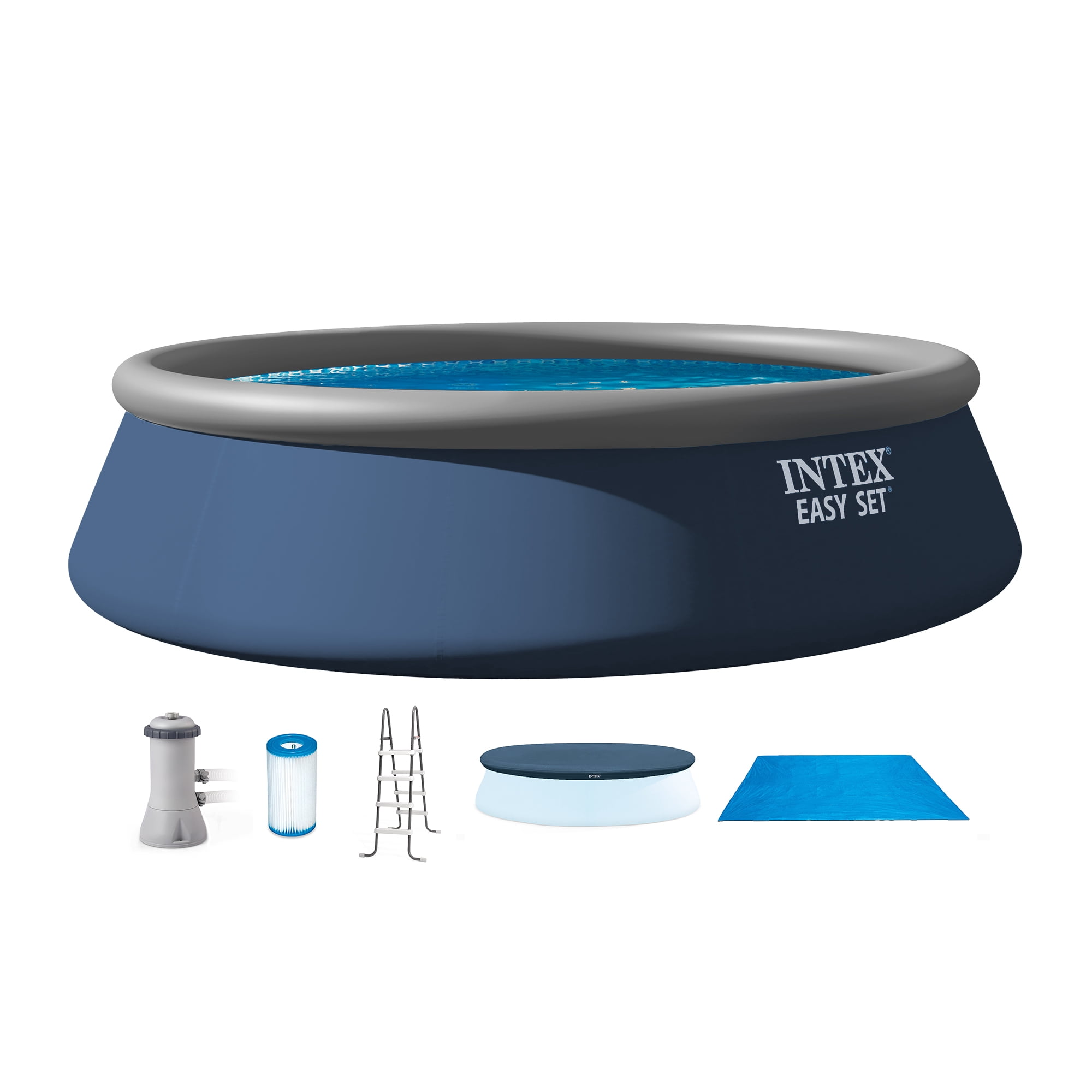 Intex Easy Set Inflatable Pool Set with Filter Pump and Accessories (15 ft x 42 in) dcwvx