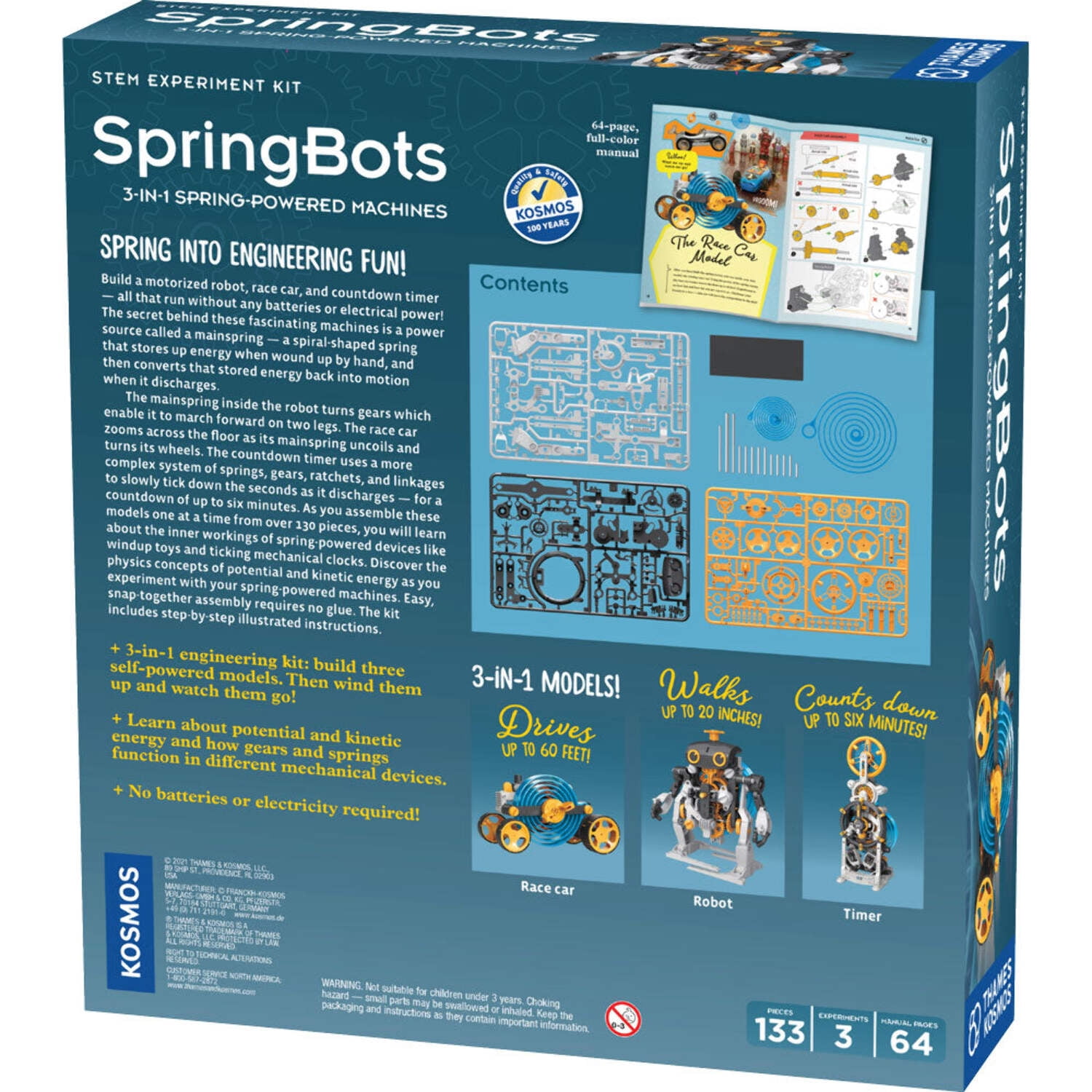 Thames & Kosmos Springbots 3-in-1 Spring-Powered Mechanical Engineering Science Kit (1 Set) si3ft
