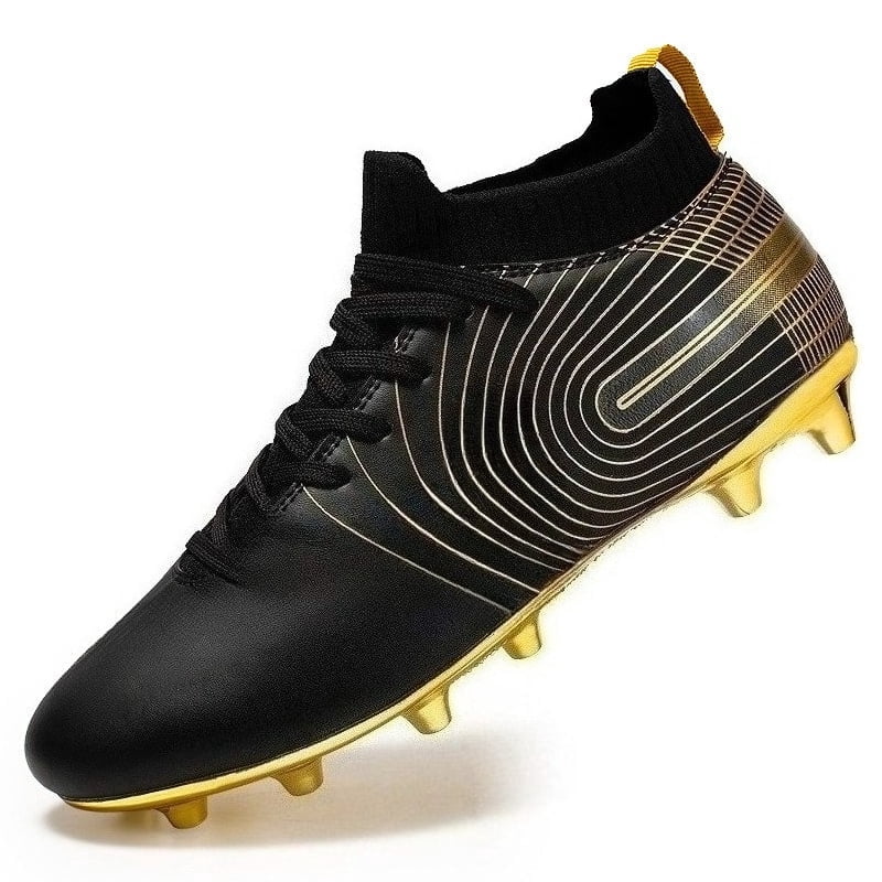 Fenlogft Youth High-Top Soccer Cleats, Unisex Athletic Football Boots with Traction Spikes (Gold, Size 4) wcfbb