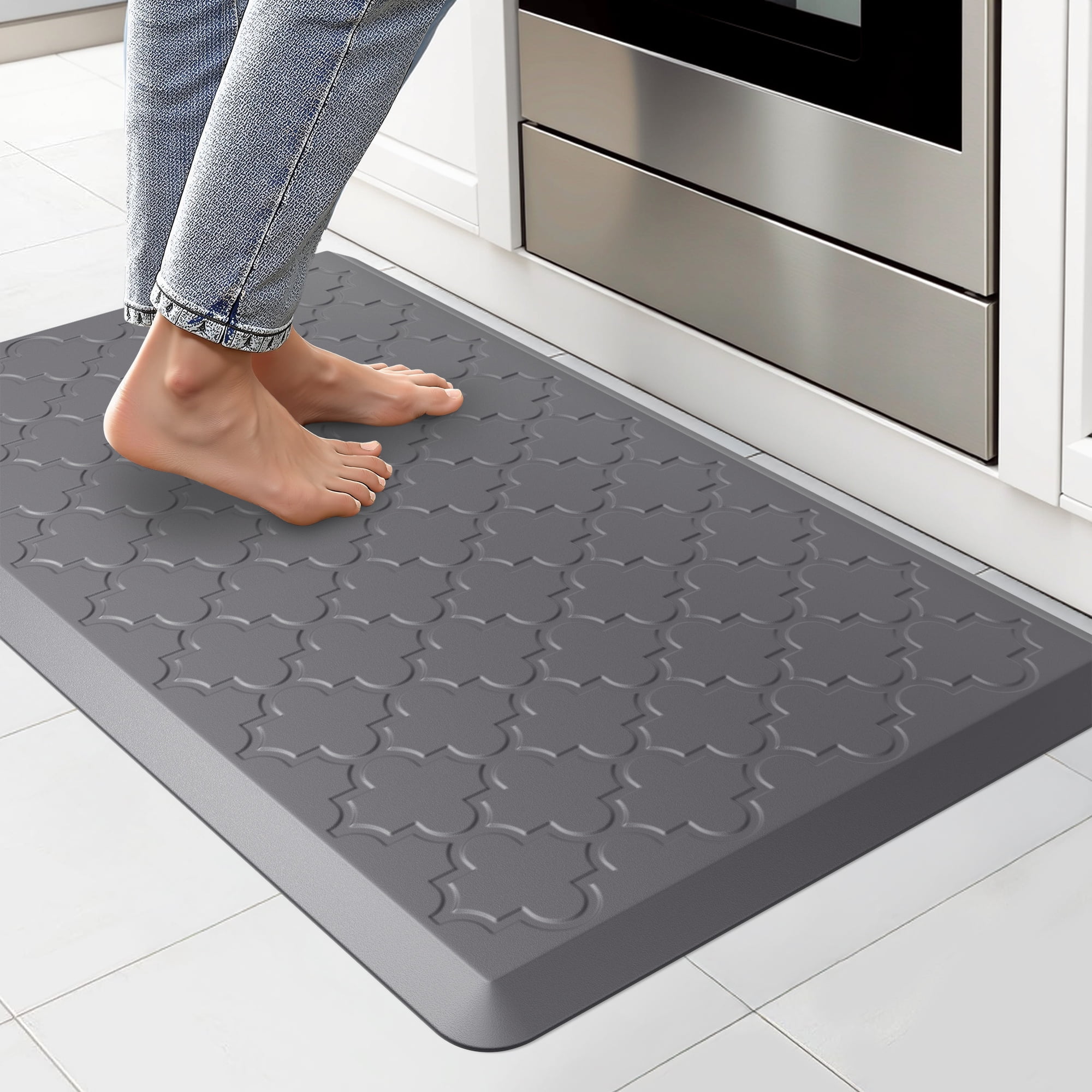 Galmaxs7 Anti-Fatigue Kitchen Mat, Ergonomic Memory Foam Floor Rug for Standing Comfort (Gray, 17 in x 29 in) ezevt
