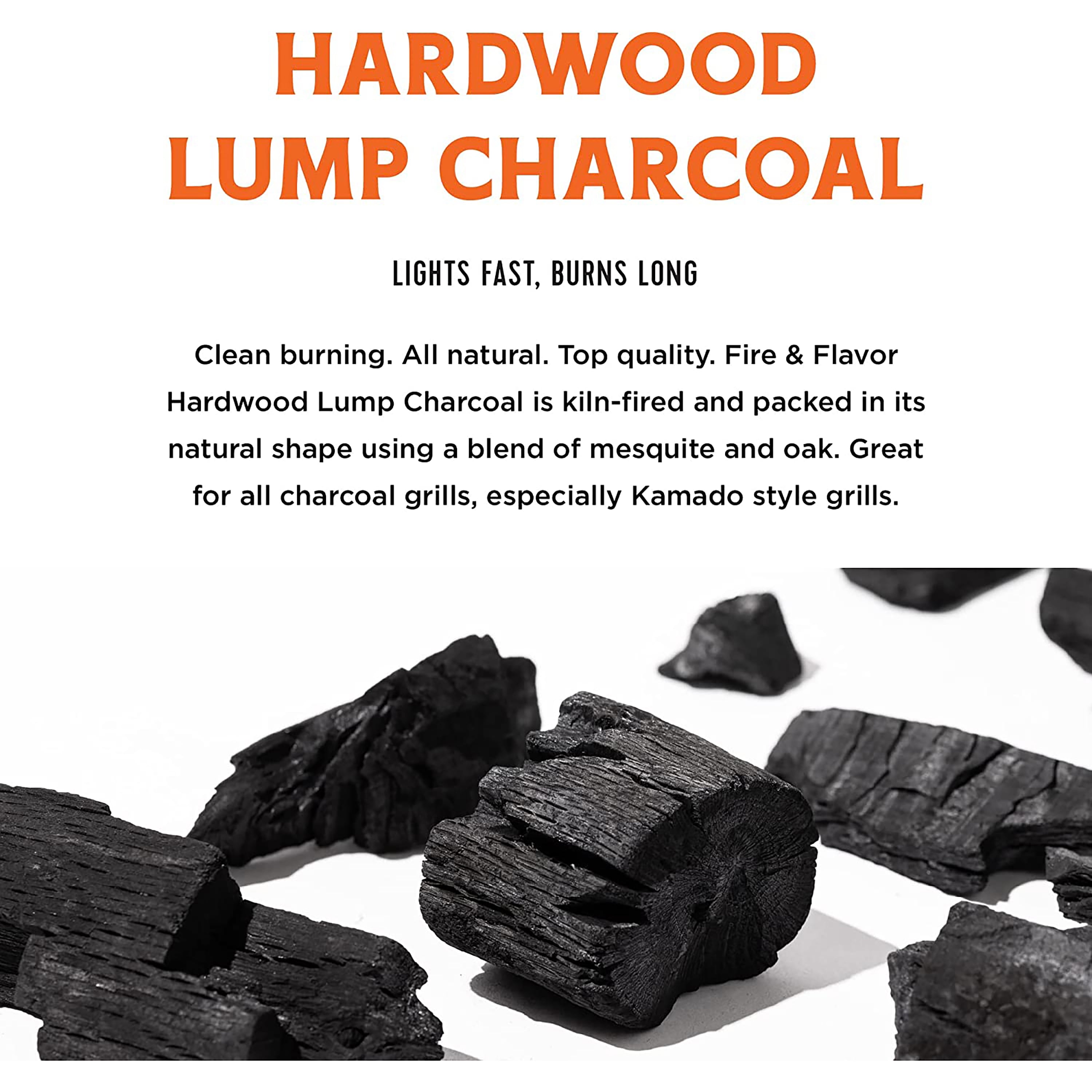 Fire & Flavor Premium All Natural Hardwood Lump Charcoal (20 lb) d65u0