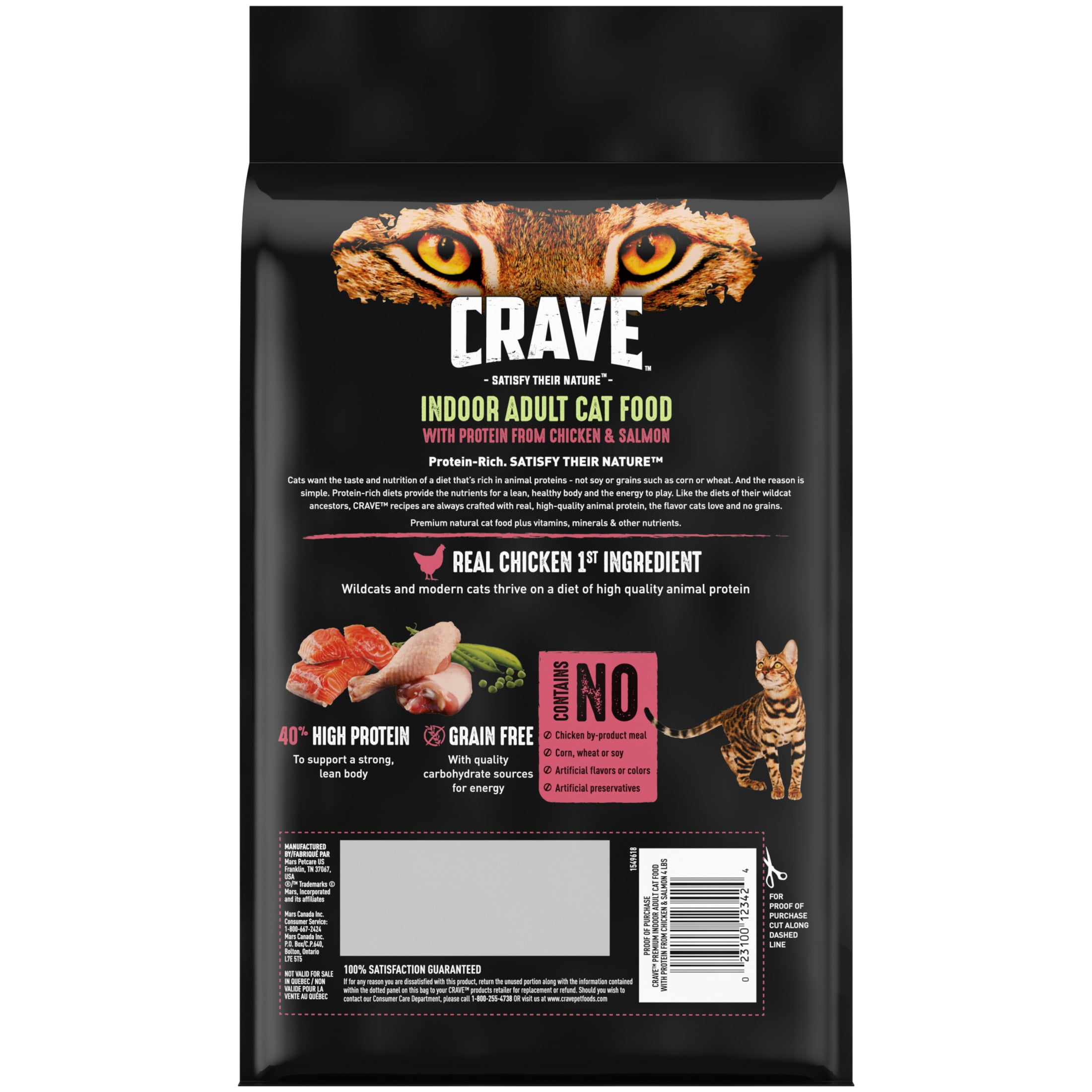 Crave Grain Free Indoor Adult Dry Cat Food, High Protein Chicken & Salmon Recipe (4 lb) qbzj2