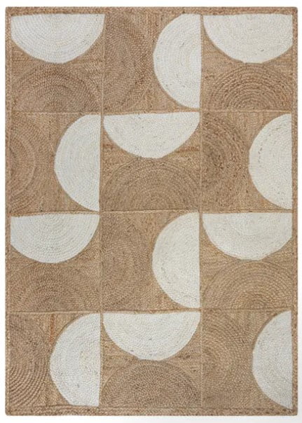 ColorFullHouse Indian Handmade Braided Jute Area Rug, Natural Fiber Floor Decor Carpet (White, 2 ft x 4 ft) kdram