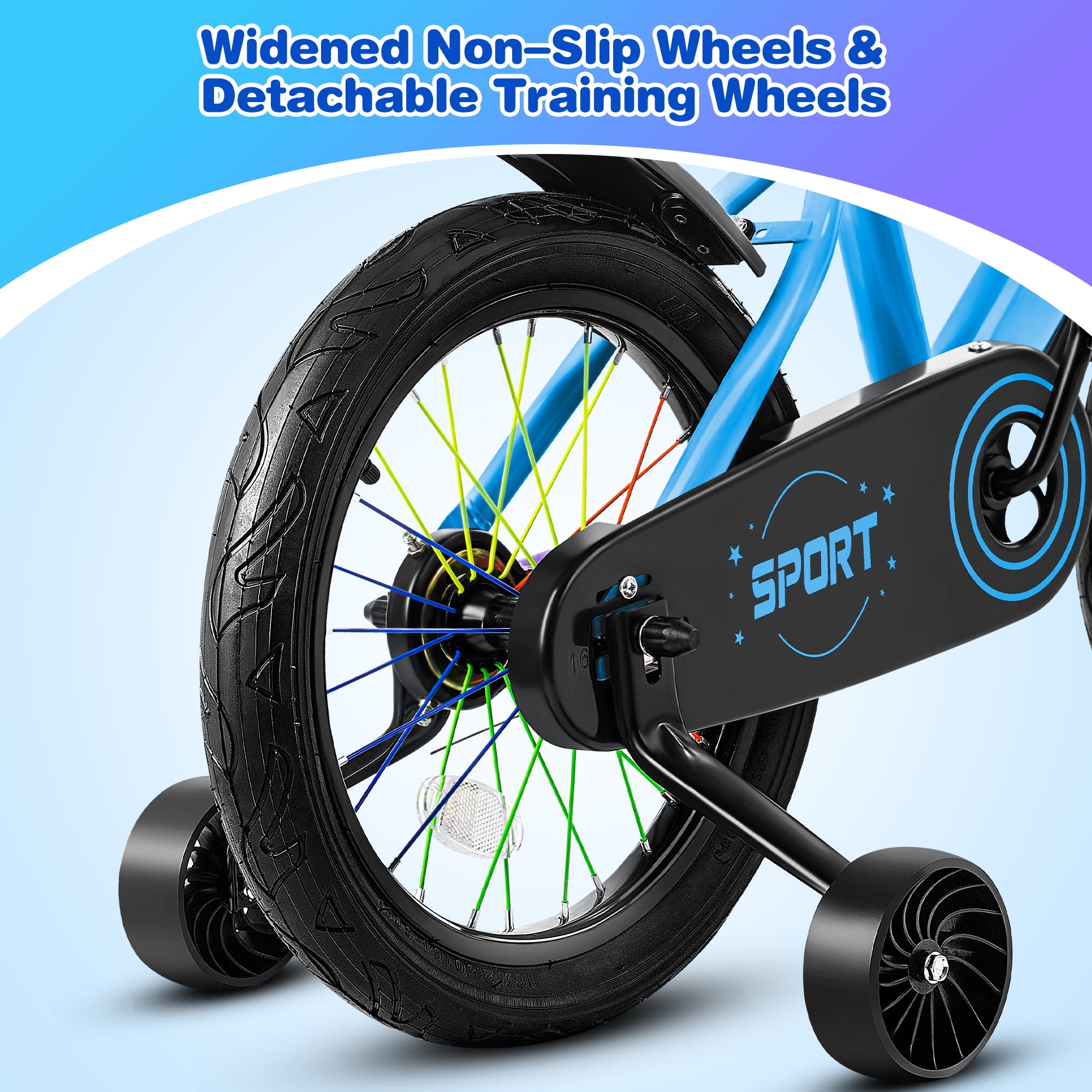 Lookfly 14-inch Kids Bike with Removable Training Wheels and Steel Frame (Blue, 14 in) oyaju
