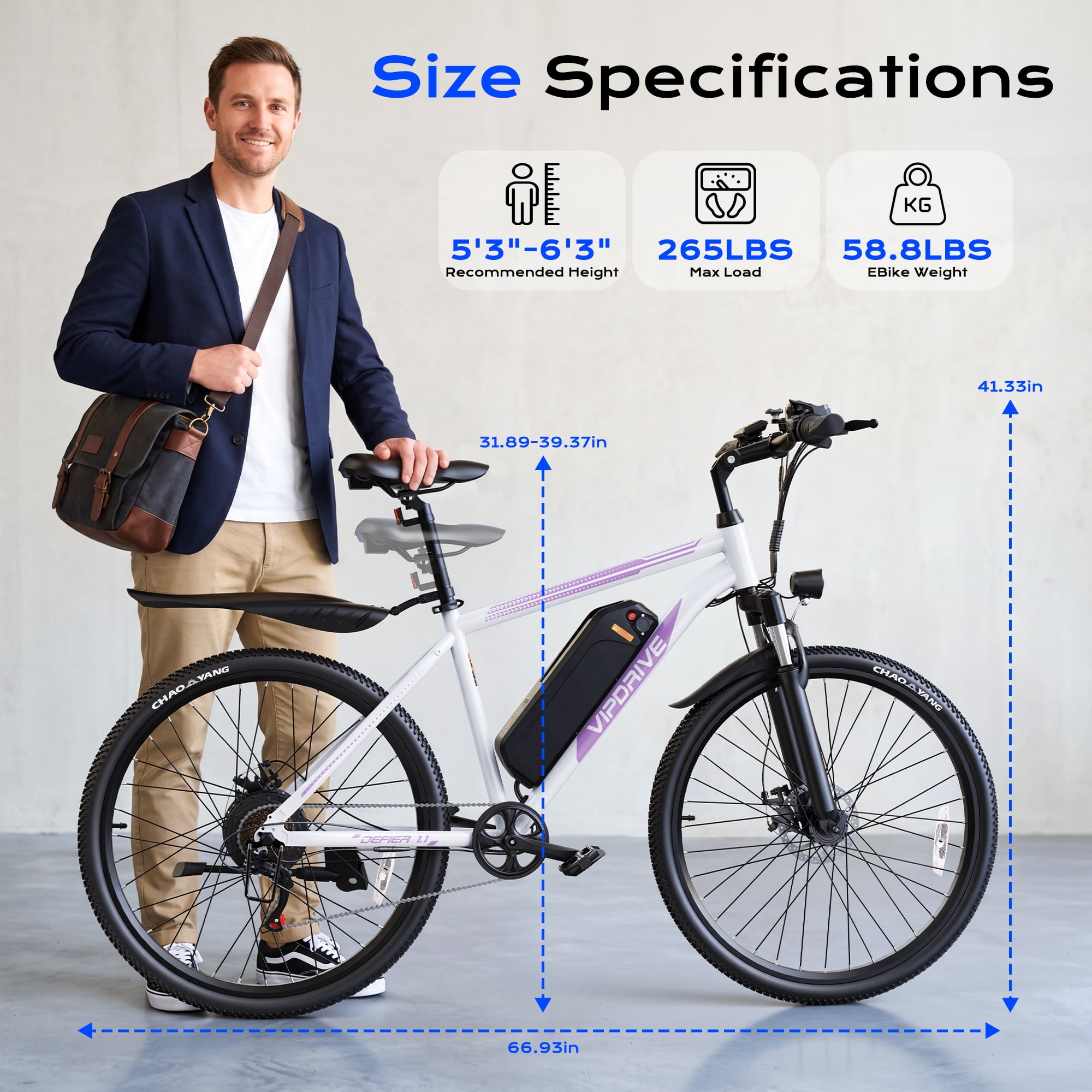 VIPDRIVE Electric Mountain Bike for Adults, 750W Motor, 48V Removable Battery, 20MPH E-Bike (White, 26 in) 0mx8g