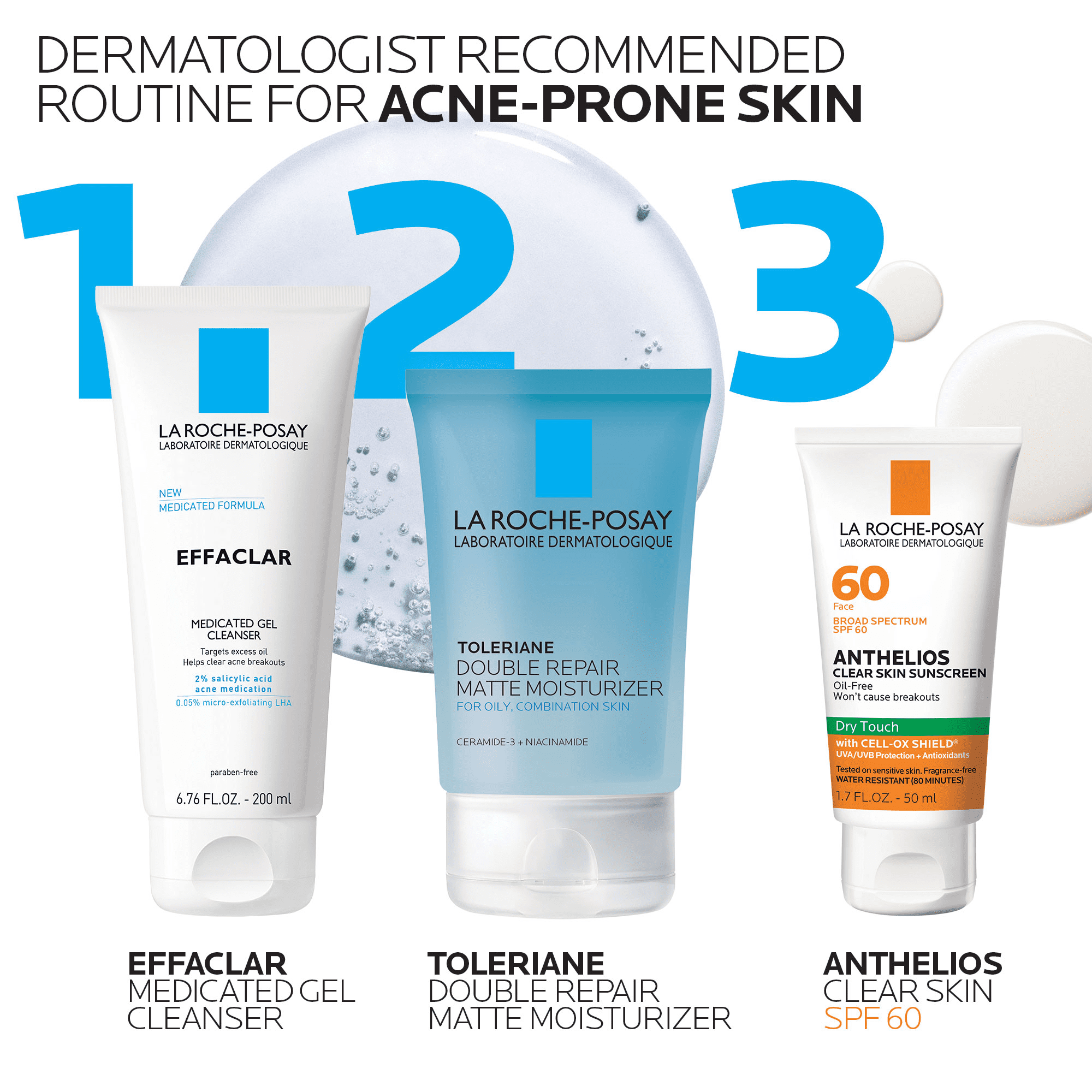 La Roche-Posay Anthelios Clear Skin Dry Touch Facial Sunscreen SPF 60 Oil-Free (Clear, 1.7 fl oz) 2gitd