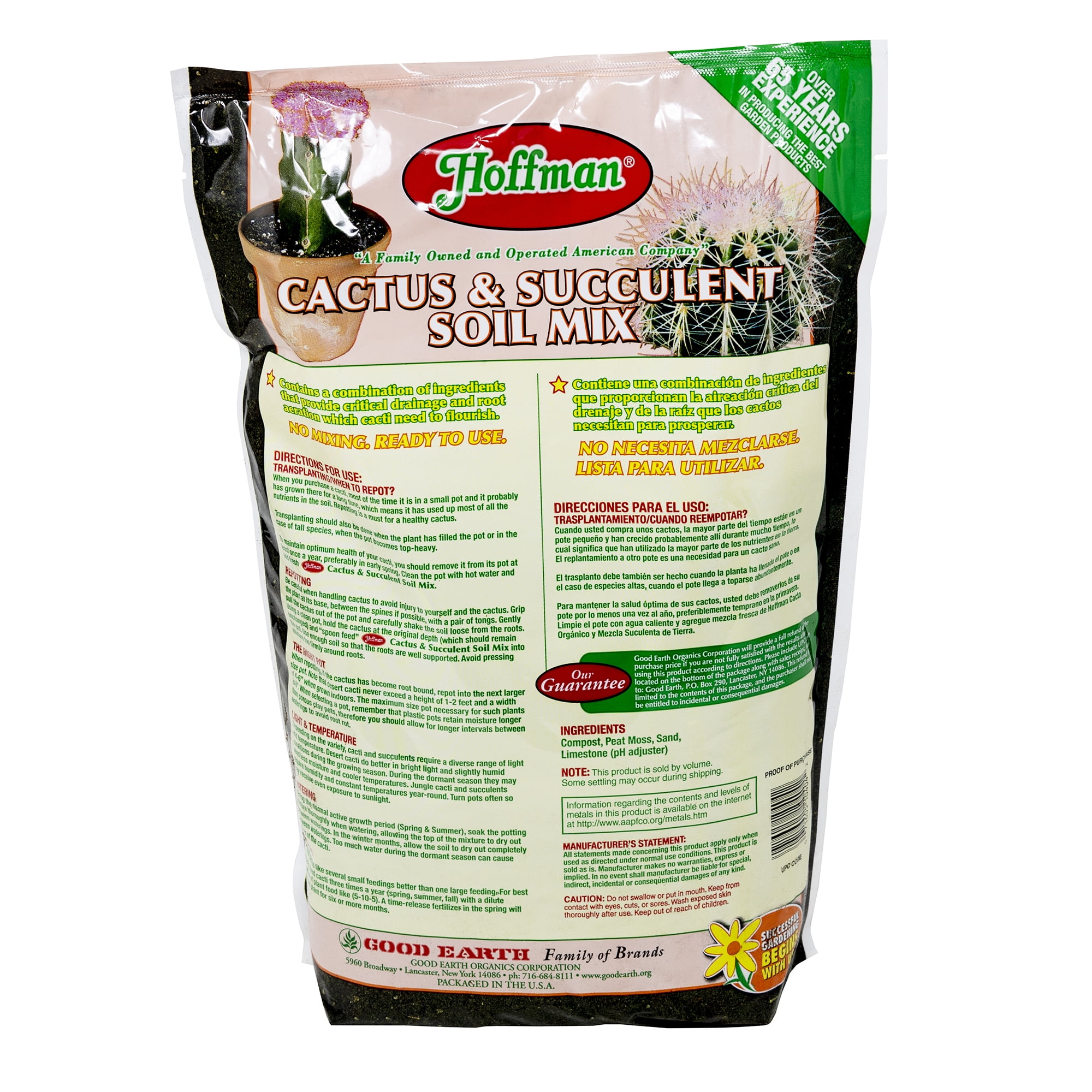 Hoffman Organic Cactus and Succulent Soil Mix (Professional Drainage Formula, 2.5 lb) upj7e