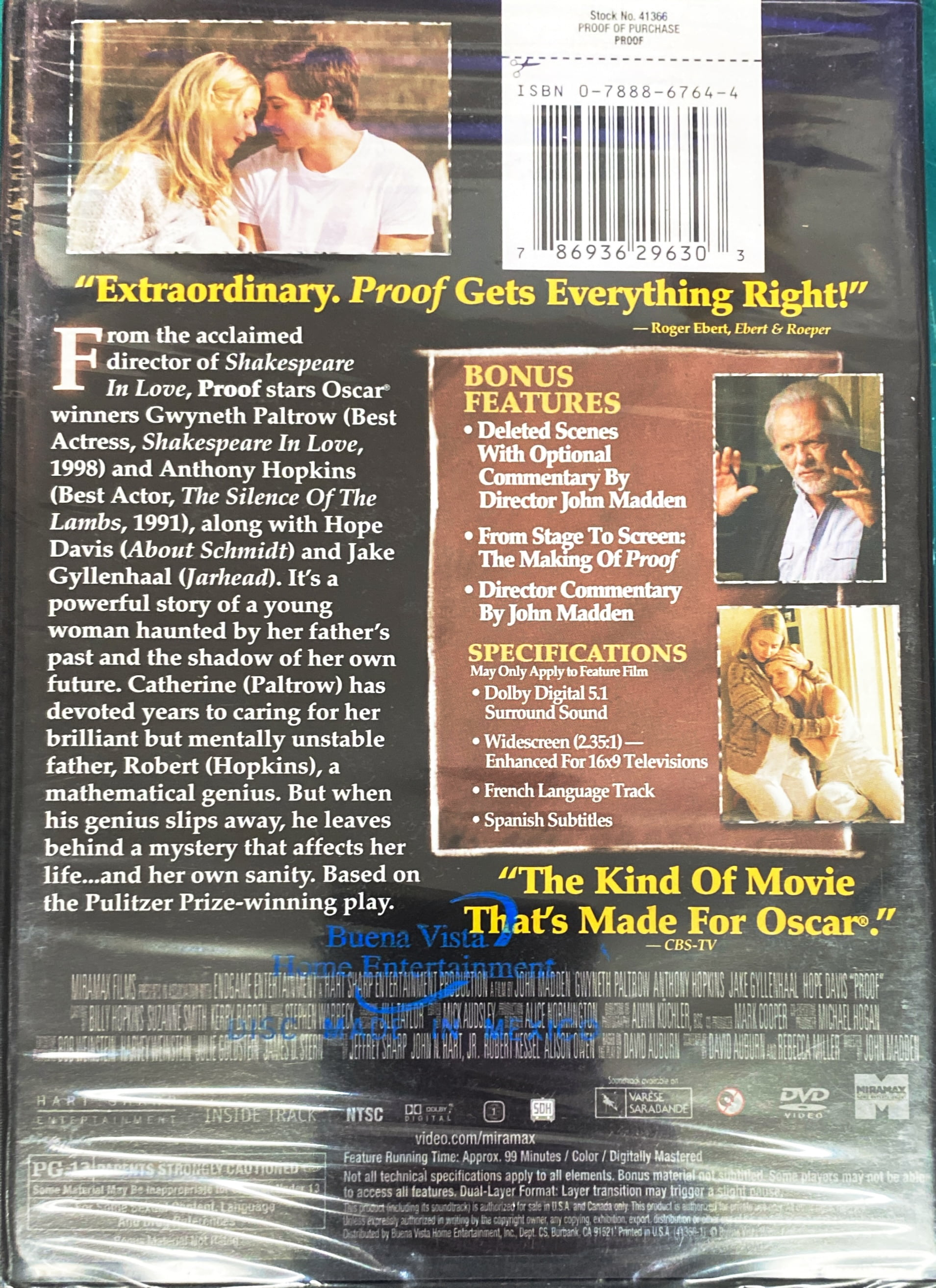 Disney Proof DVD Starring Gwyneth Paltrow (1 Disc) vw5hw