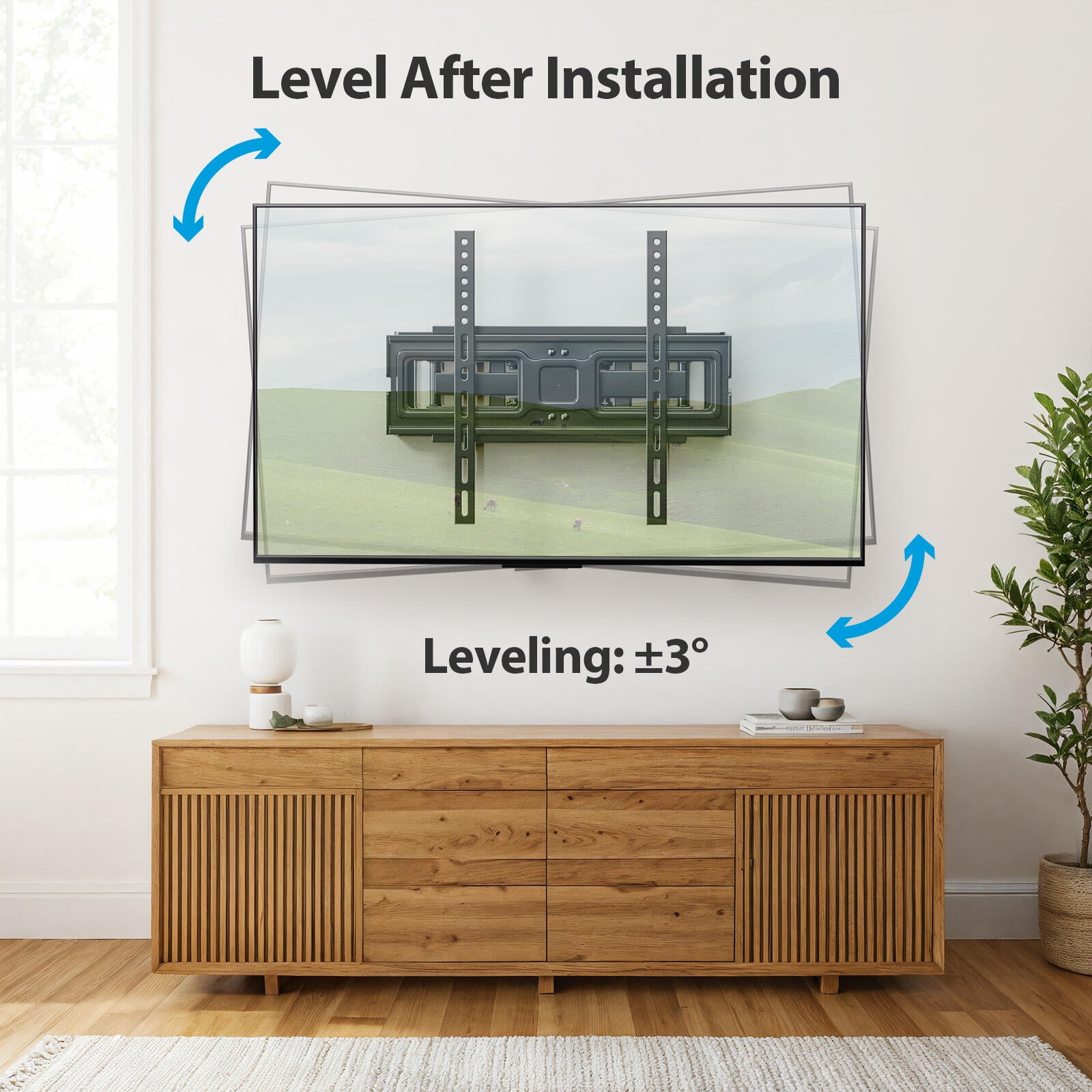 MountFTV Full Motion TV Wall Mount for 26-65 inch Screens (Heavy-Duty, 110 lb Capacity) dnqch