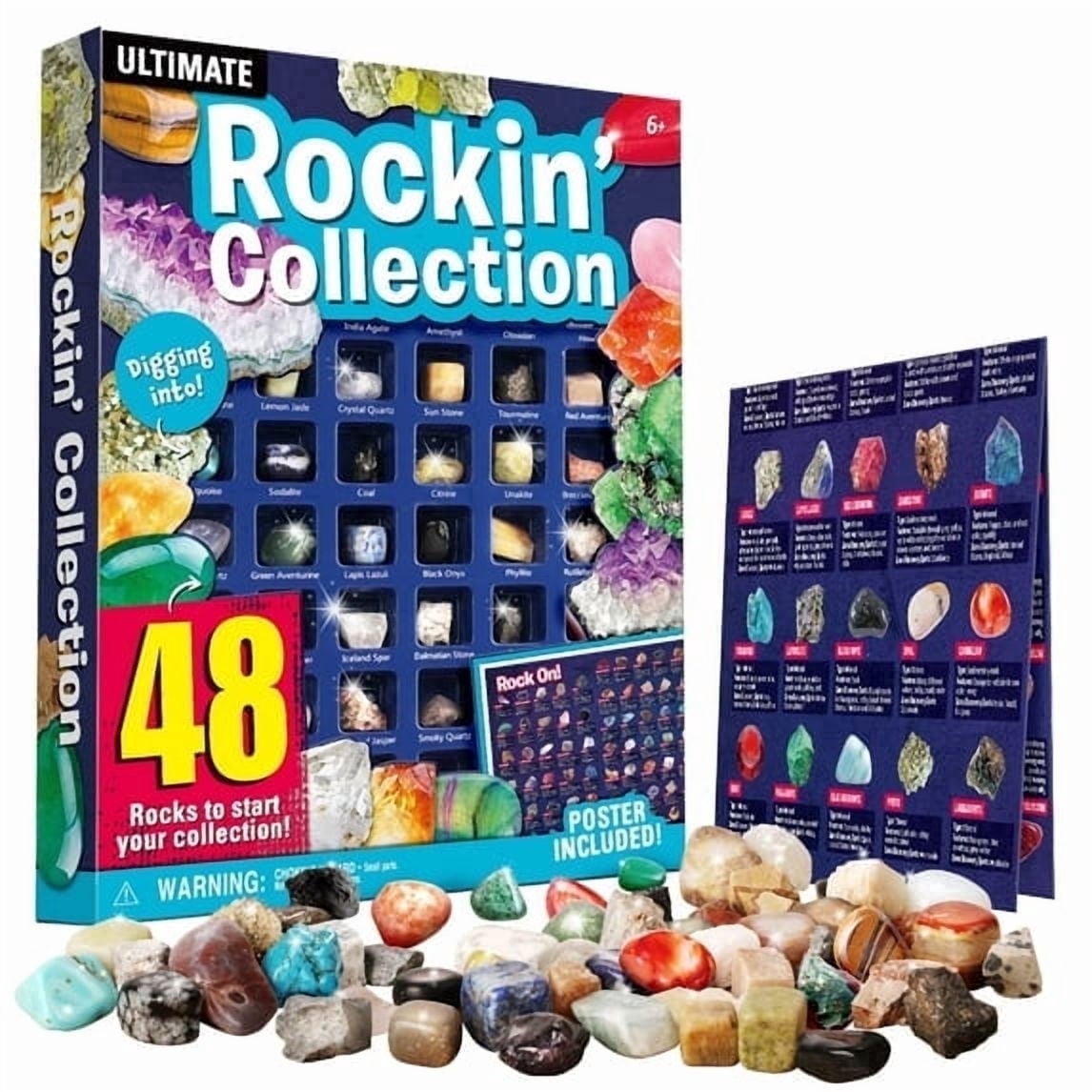 Piano Potato Rock and Mineral Collection Kit, Educational Geology Science Set for Kids (48 Pieces) ndci3