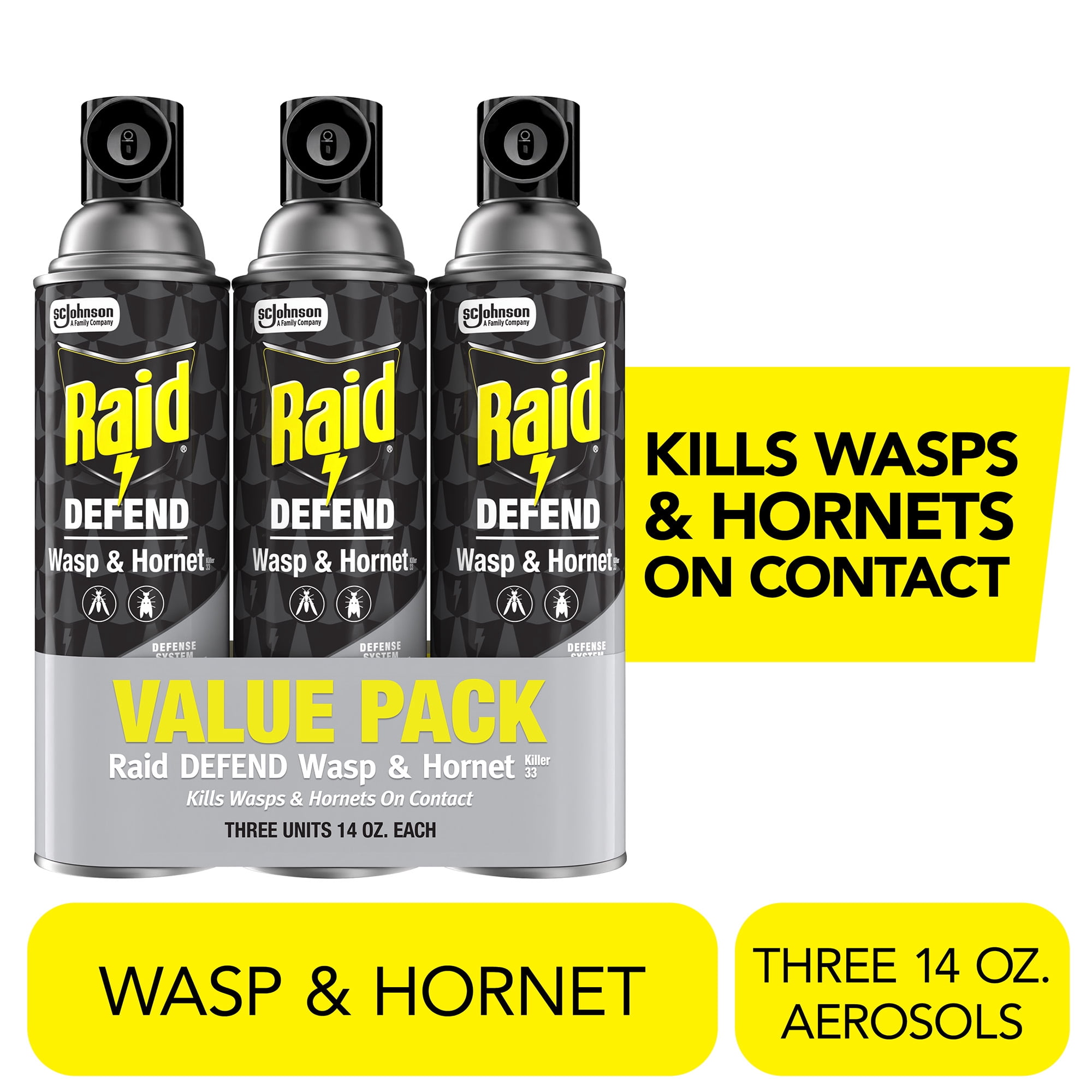 Raid Wasp & Hornet Killer Outdoor Flying Insect Spray (3 Pack, 14 oz) szhlg