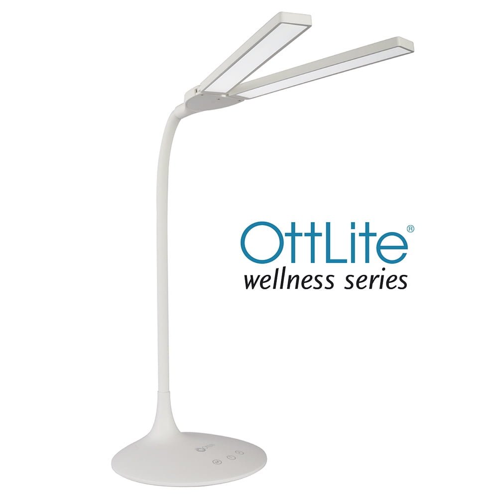 OttLite Wellness Series Pivot LED Desk Lamp with Dual Shades, Touch Activated Controls, Dimmable Lighting (White, 26 in Height) otoso