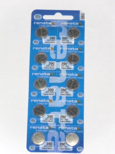 Renata Silver Oxide Watch Battery 390 SR1130SW (Silver, 10 Pack) mz4ng