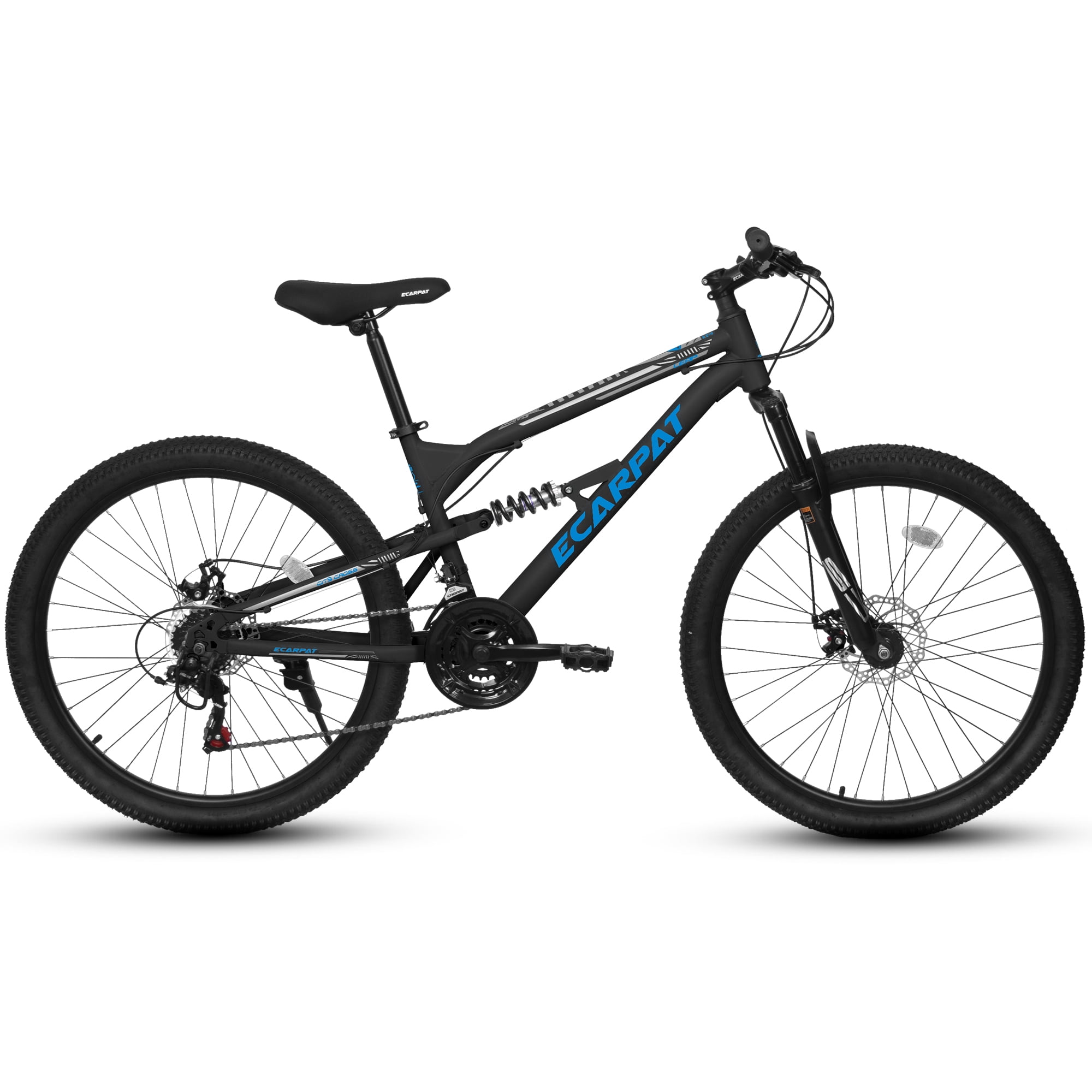 Ecarpat 26-inch Dual Full Suspension Mountain Bike, 21-Speed All-Terrain MTB with Dual Disc Brakes (Blue, 26-inch) 2qsq1