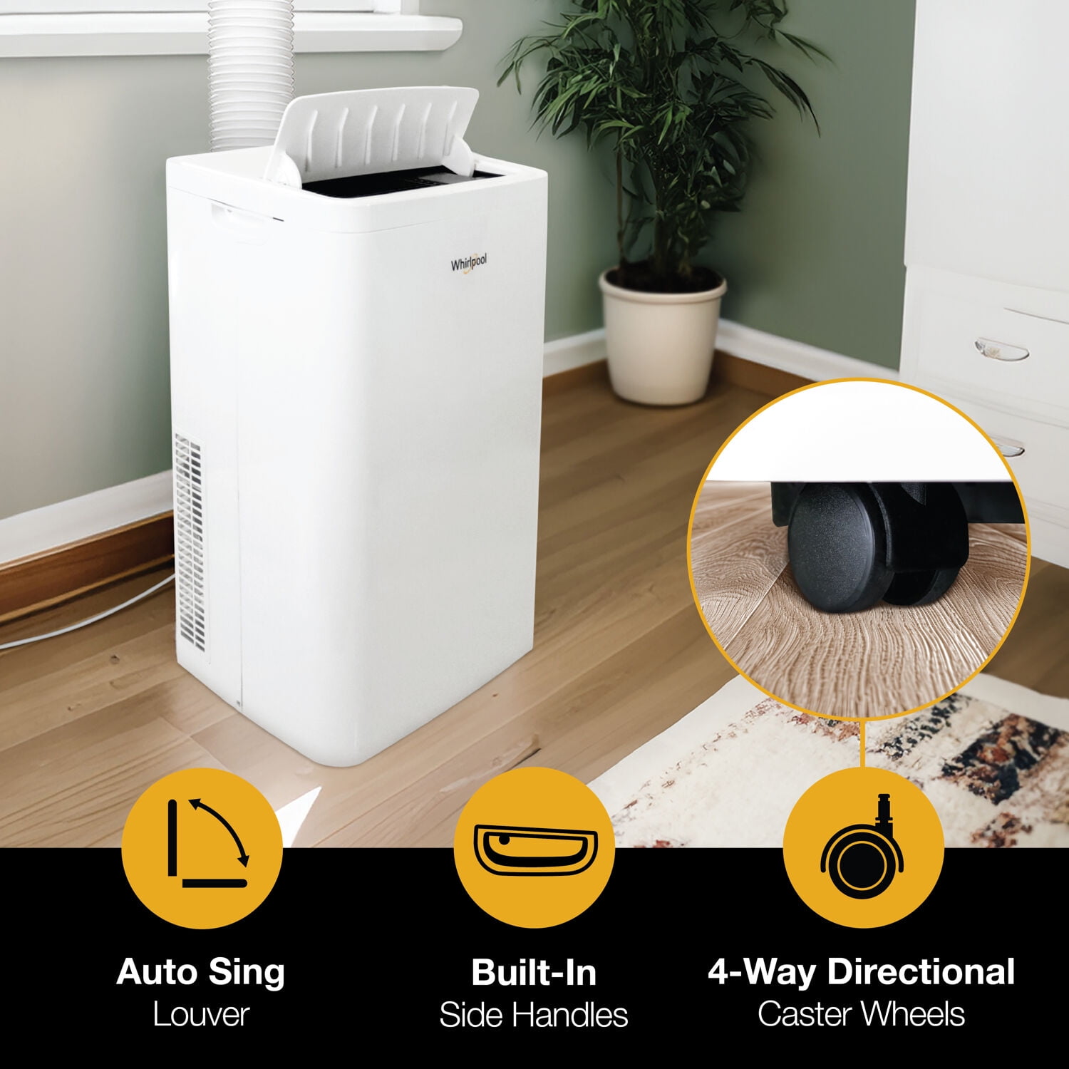 Whirlpool Portable Air Conditioner (14,000 BTU, 700 Sq Ft Cooling Capacity, White) bw0e1