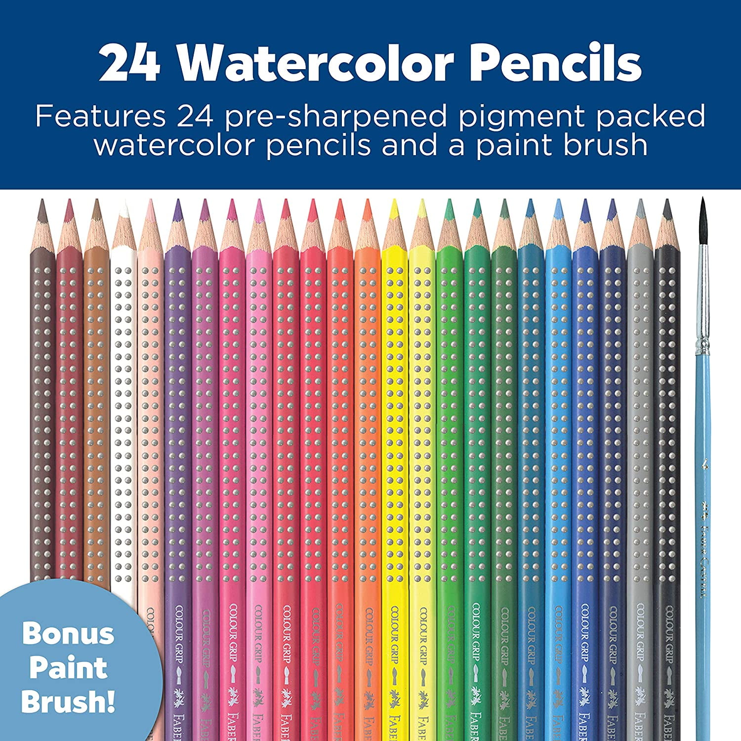 Faber-Castell GRIP Watercolor EcoPencils Professional Art Supplies (Assorted Colors, 24 Count) 0ohoh
