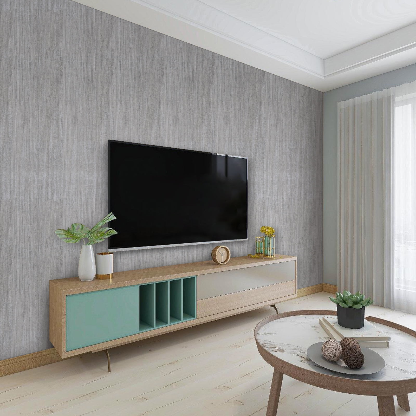 Abyssaly Gray Wood Peel and Stick Wallpaper, Waterproof Removable Contact Paper for Furniture and Wall Decor (Gray, 15.7 in x 118 in) ognrz