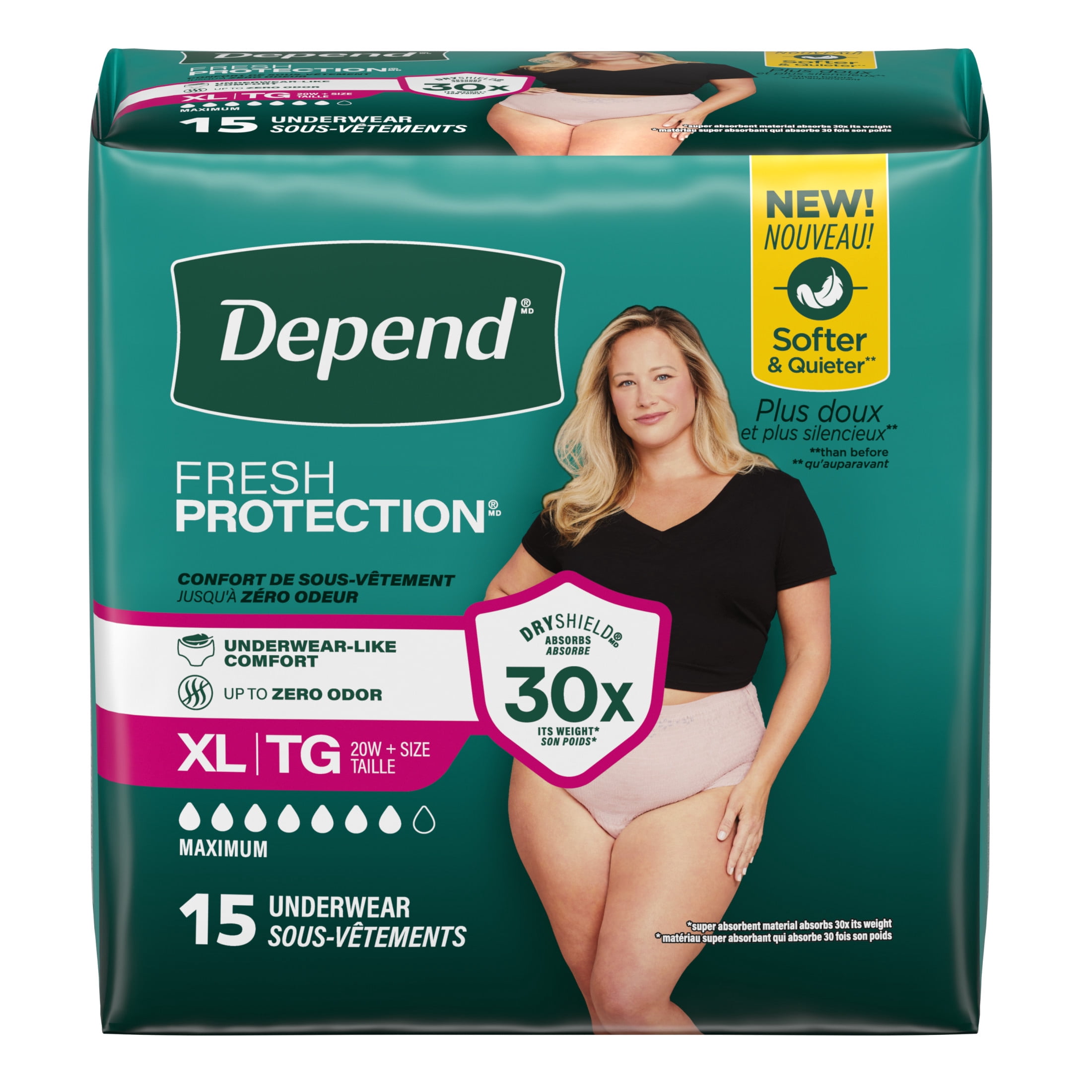 Depend Fresh Protection Incontinence Underwear for Women (White, XL, 15 Count) c25ao
