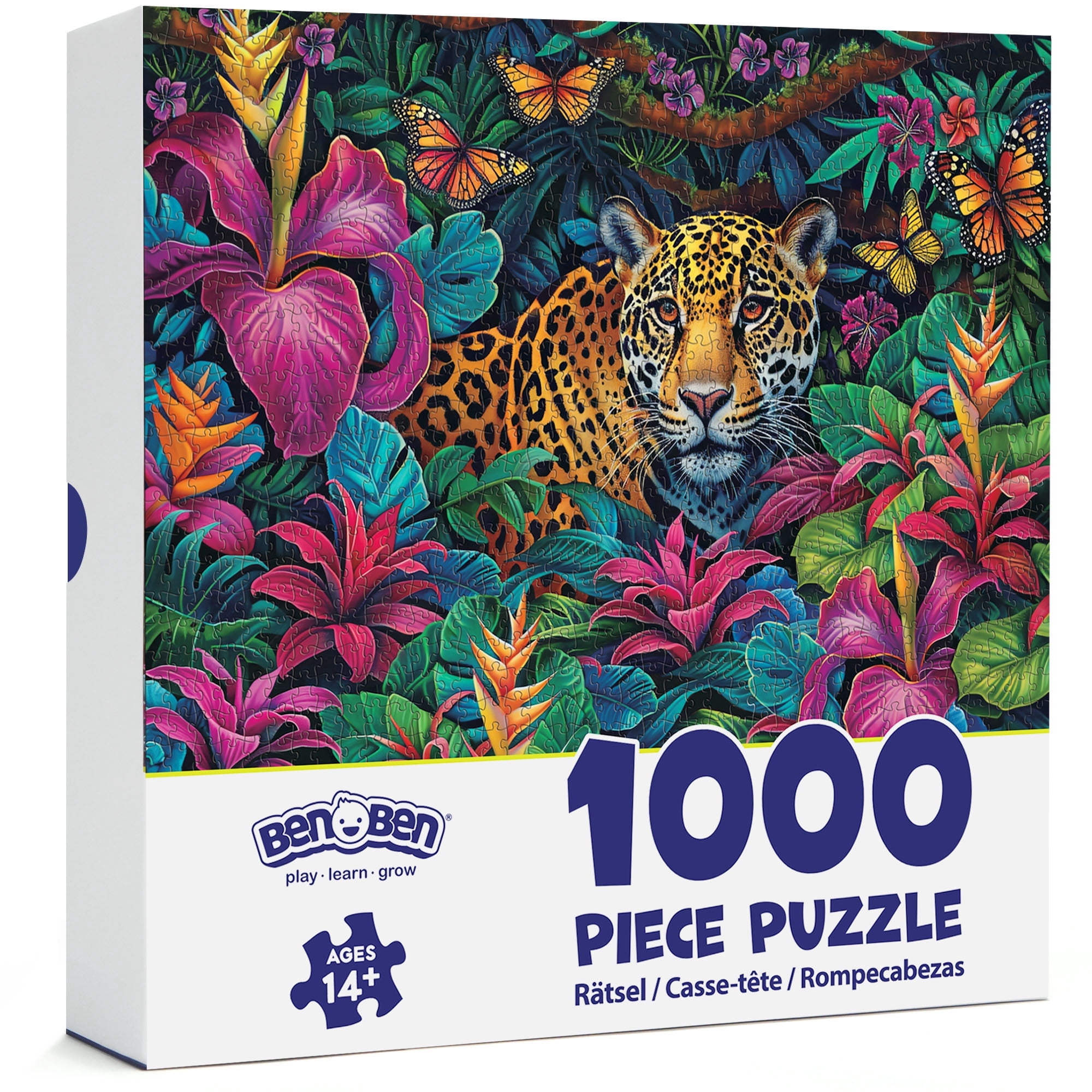 BenBen Jigsaw Puzzle for Adults, Leopard in the Jungle Theme, Premium Thick Cardboard (1000 Pieces, 27.5 x 19.7 in) bk828
