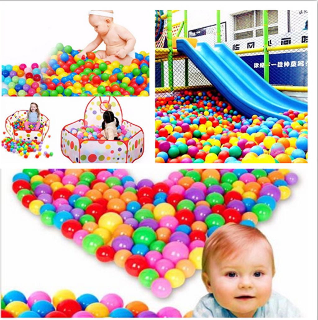 SCEINRET Plastic Ball Pit Balls for Kids, Crush-Proof Ocean Play Balls for Indoor and Outdoor Activity (Multi-Color, 100 Pack) fta8q