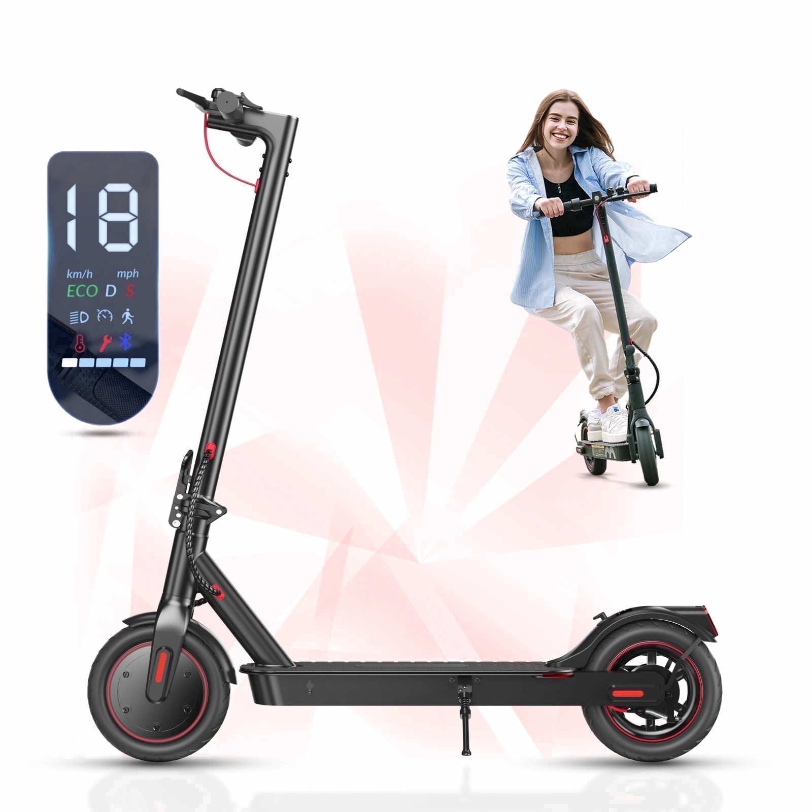 LiteFive LF3 Electric Scooter for Adults, Portable Foldable Commuter E-Scooter with 350W Motor (Black, 26 lb) f8jus