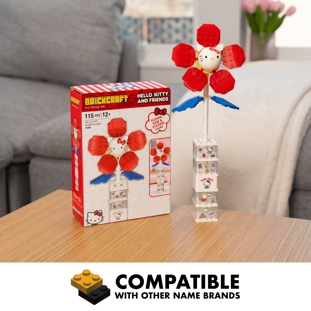 Brickcraft Hello Kitty Flower & Vase Building Kit (Decorative Floral Bouquet Set, 115 Pieces) tn9hd