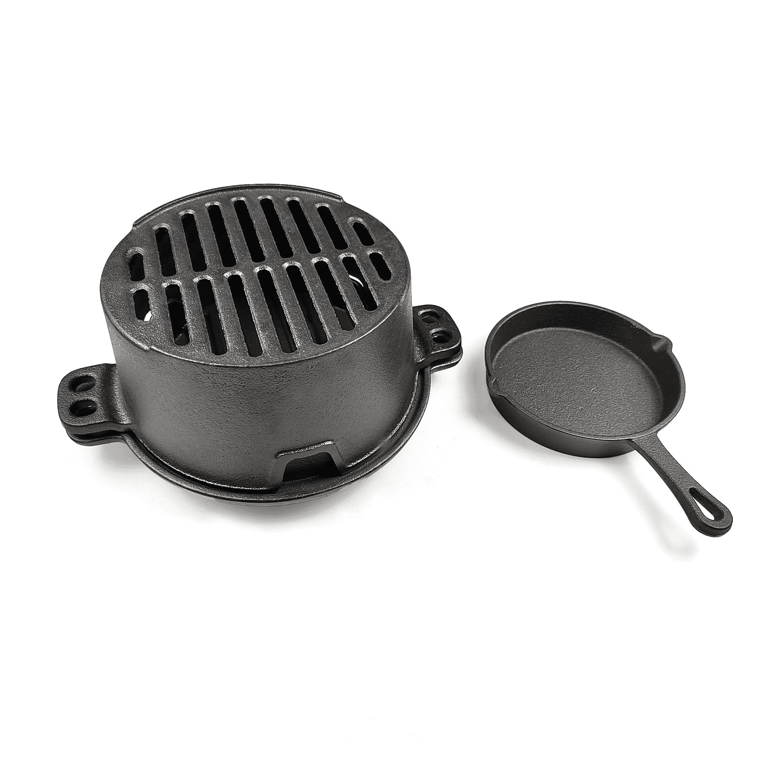 HAWOK Pre-seasoned Cast Iron Hibachi Grill, Portable Charcoal BBQ for Outdoor Camping (Black, 10 in x 7.9 in x 4.4 in) n4mra