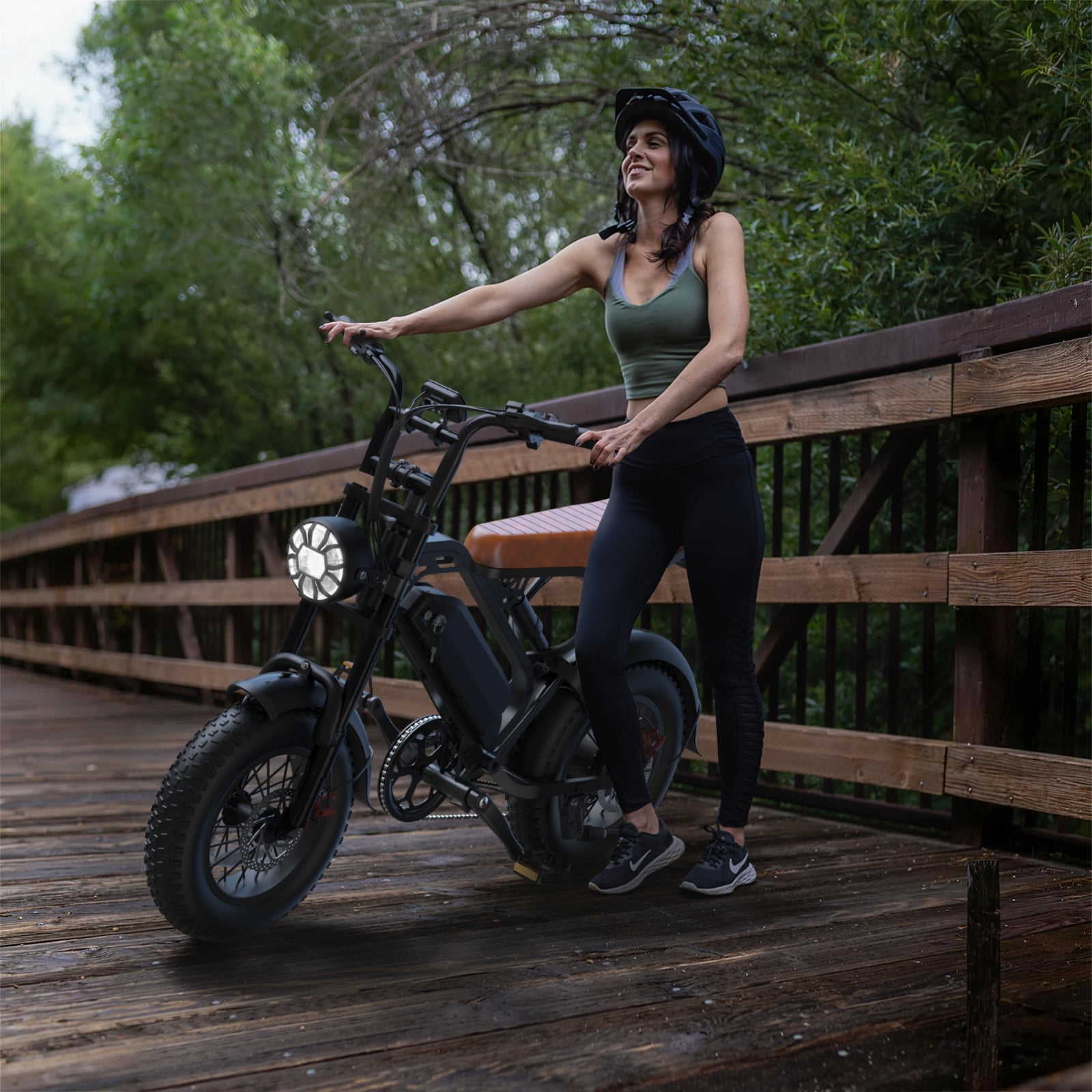 Rexei Yeki Electric Bike for Adults, 1200W Off-Road E-Bike, 48V 18AH Removable Battery, Dual Disc Brakes, 16 in Wide Tires (Black) 9hsac