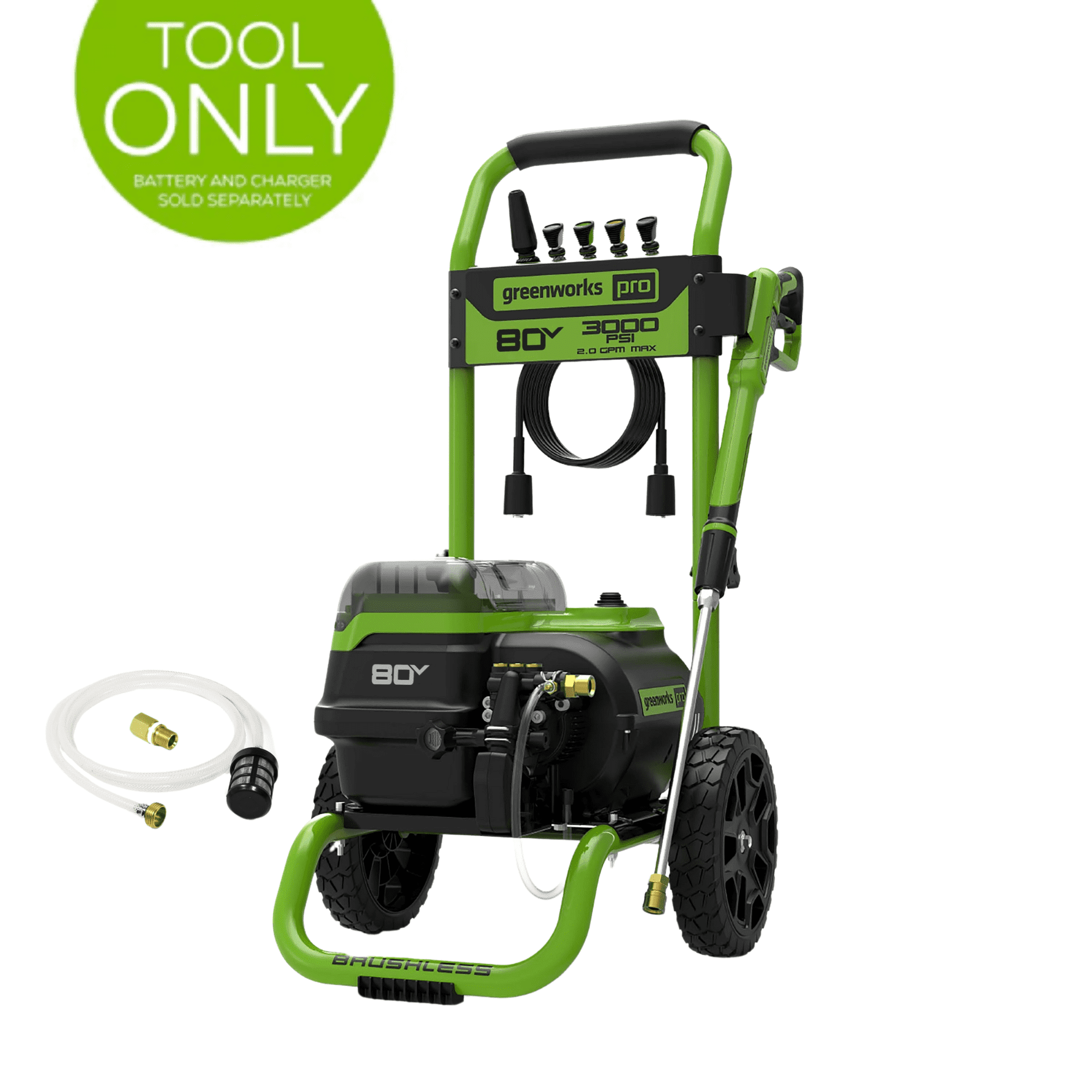 Greenworks 80V 3000 PSI Dual-Port Pressure Washer (2.0 GPM, Heavy-Duty Cleaning, Tool-Only) cqun2