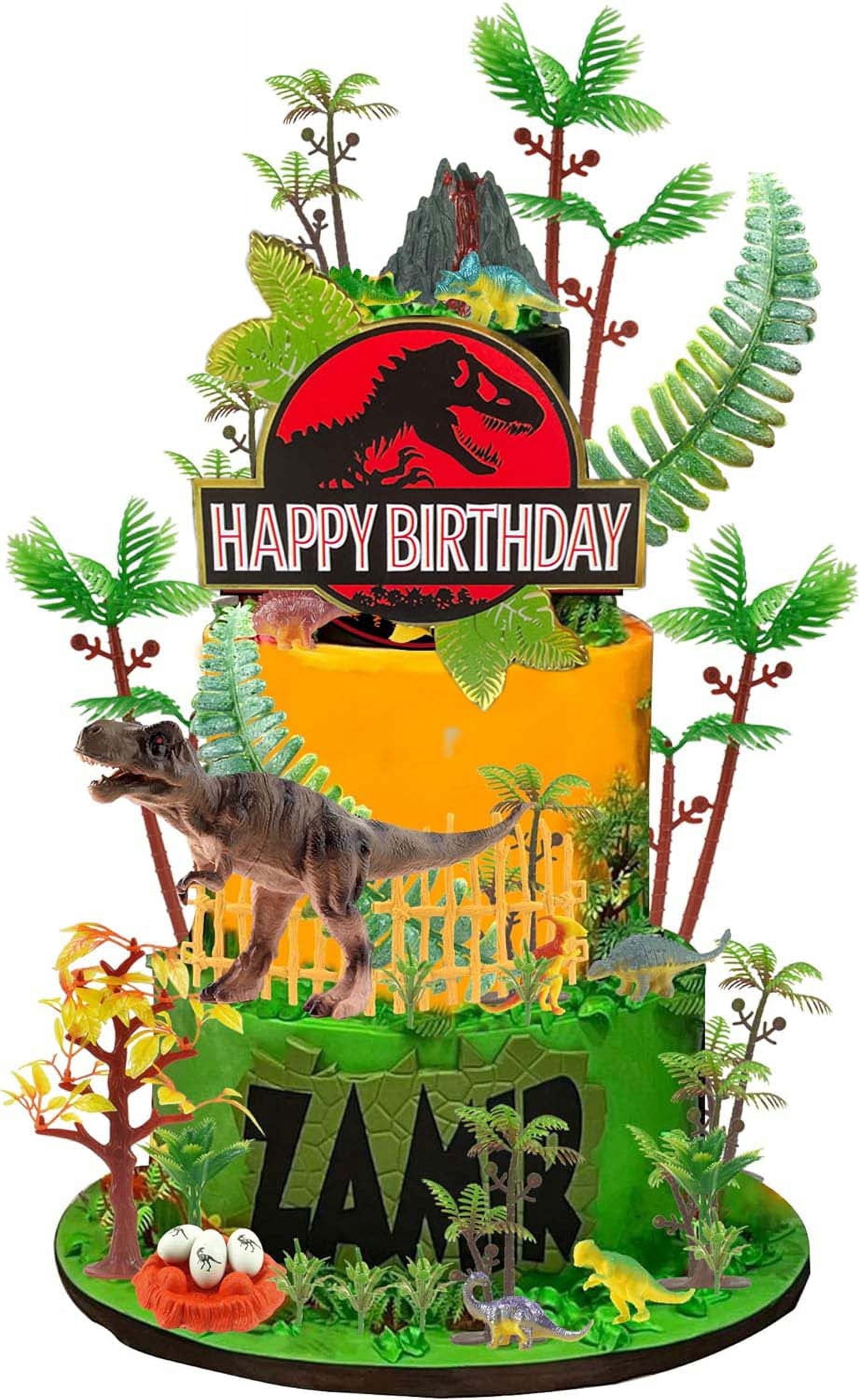 Qoadwem Dinosaur Toy Figures and Model Trees Set for Cake Toppers and Party Decorations (41 Piece Set) fbaai