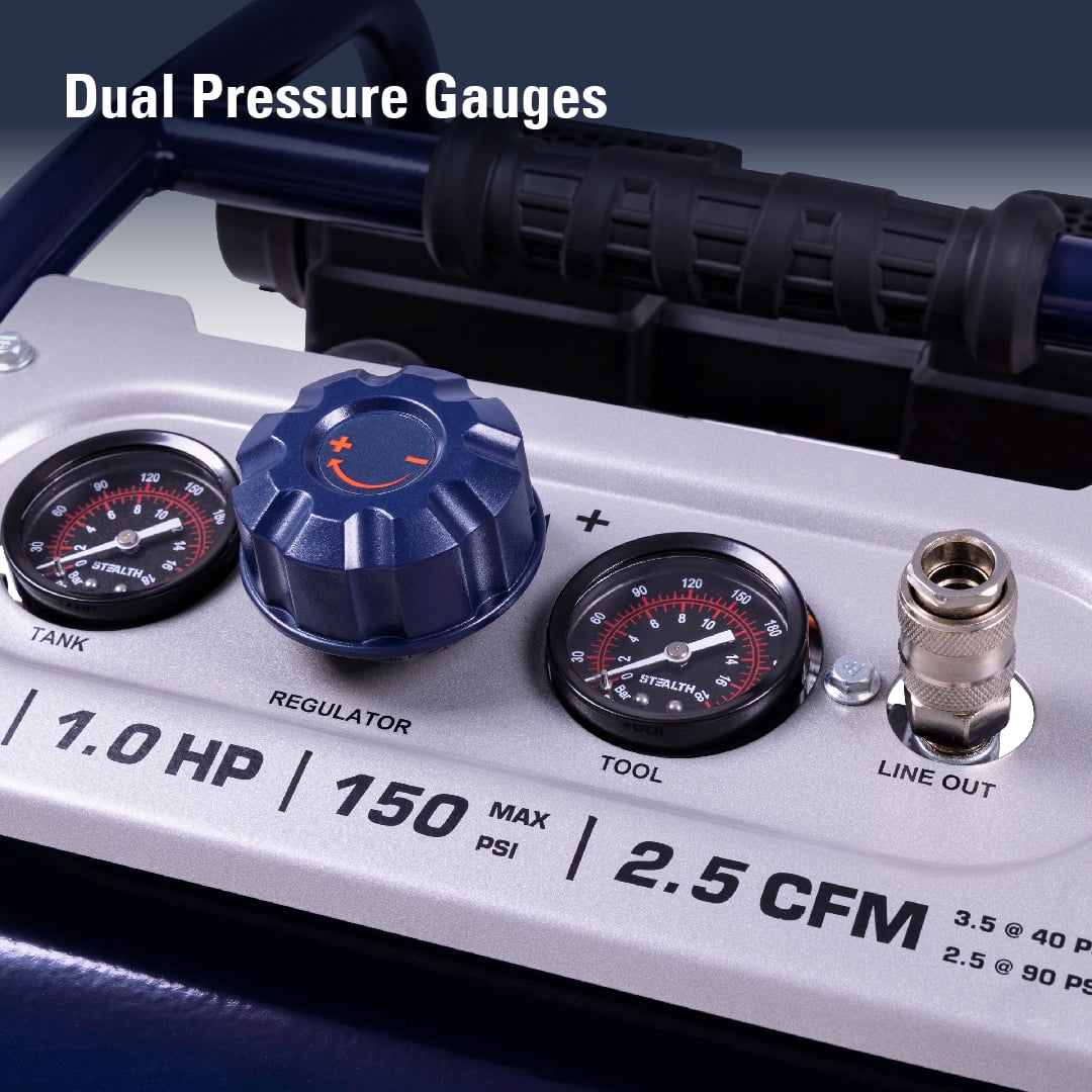 Stealth Ultra Quiet Portable Electric Air Compressor (Blue, 3 gal) vfxk8