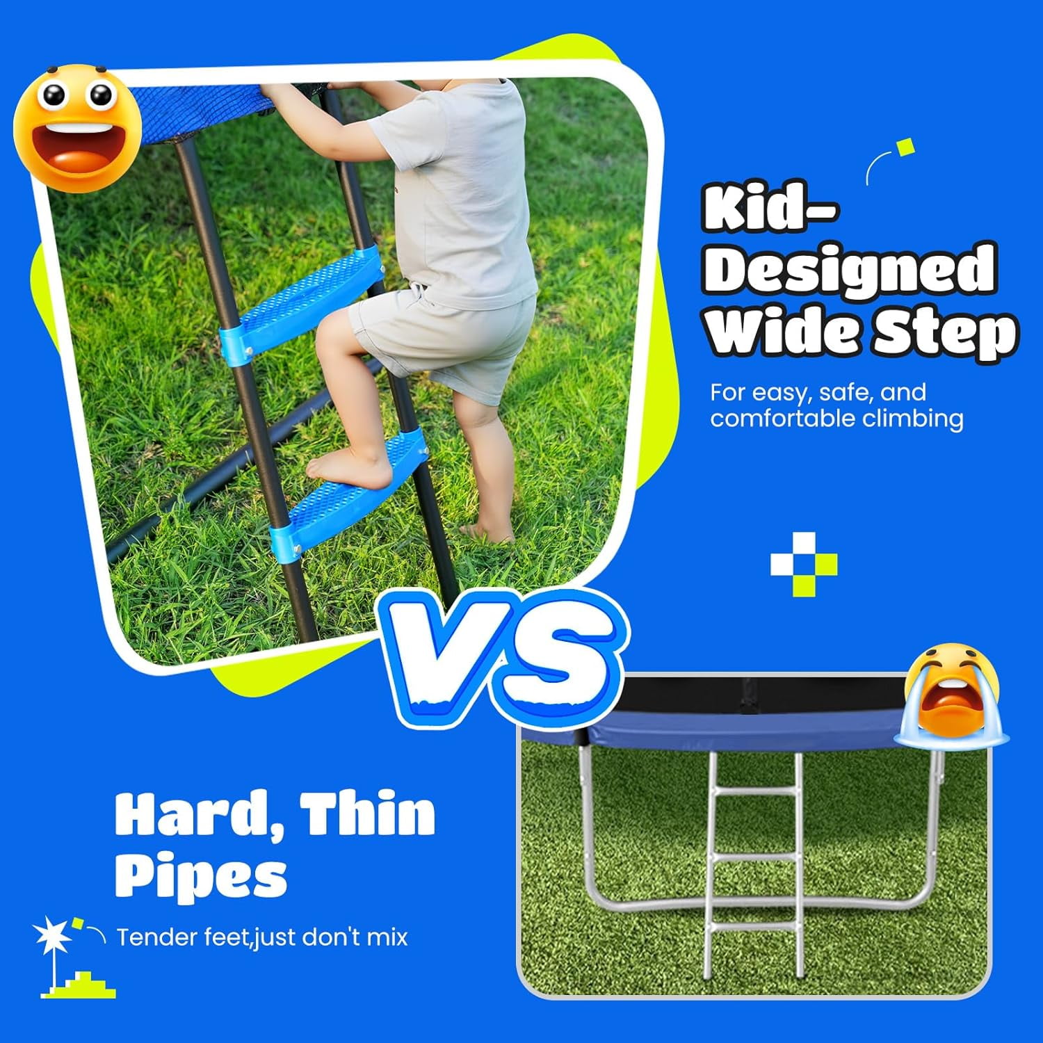 Zupapa Outdoor Backyard Trampoline with Safety Enclosure Net and Ladder (Blue, 14 ft) rnk8d