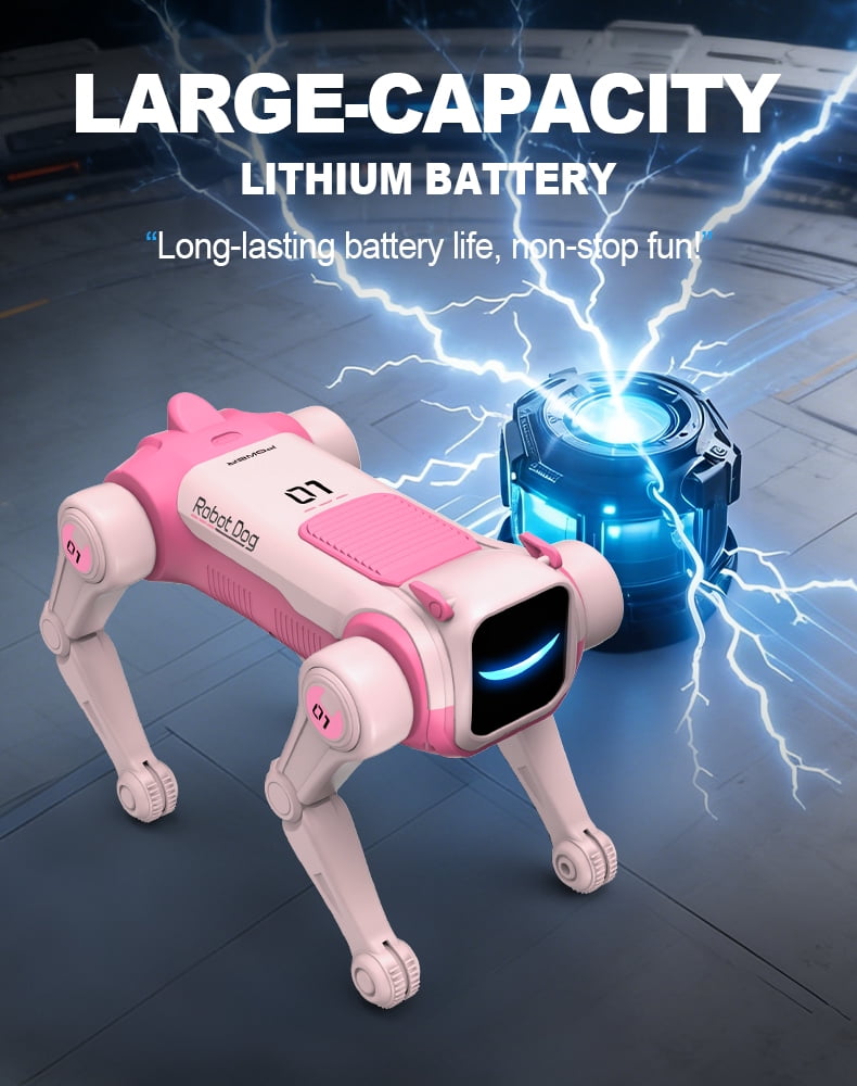 DAMMYTY Smart Robot Dog for Kids, Programmable RC Interactive Pet Toy with Voice Control (Pink) e3z4e