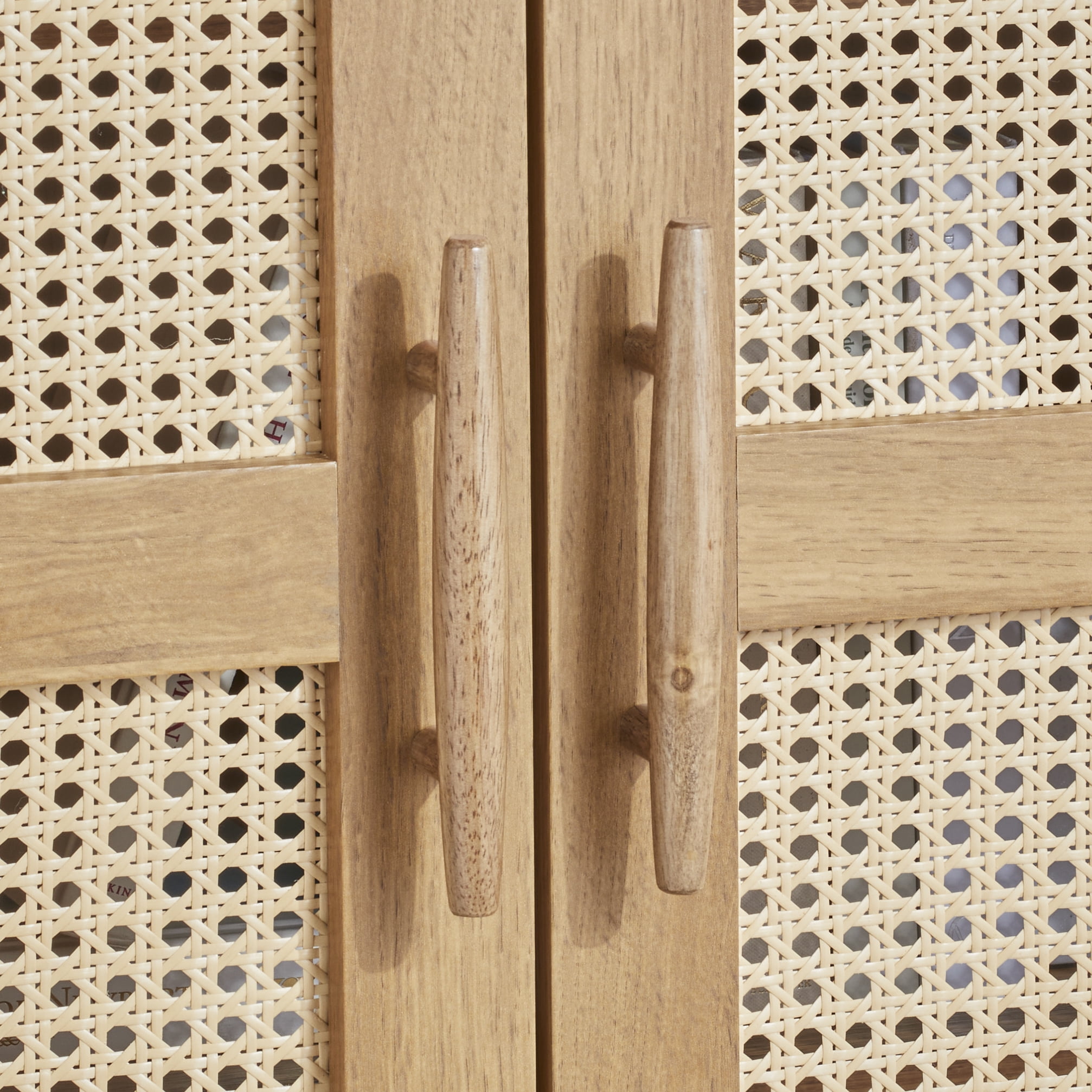 Better Homes & Gardens Springwood Caning Storage Accent Cabinet (Light Honey, 31.5 in x 18.03 in x 65.98 in) p5jwz