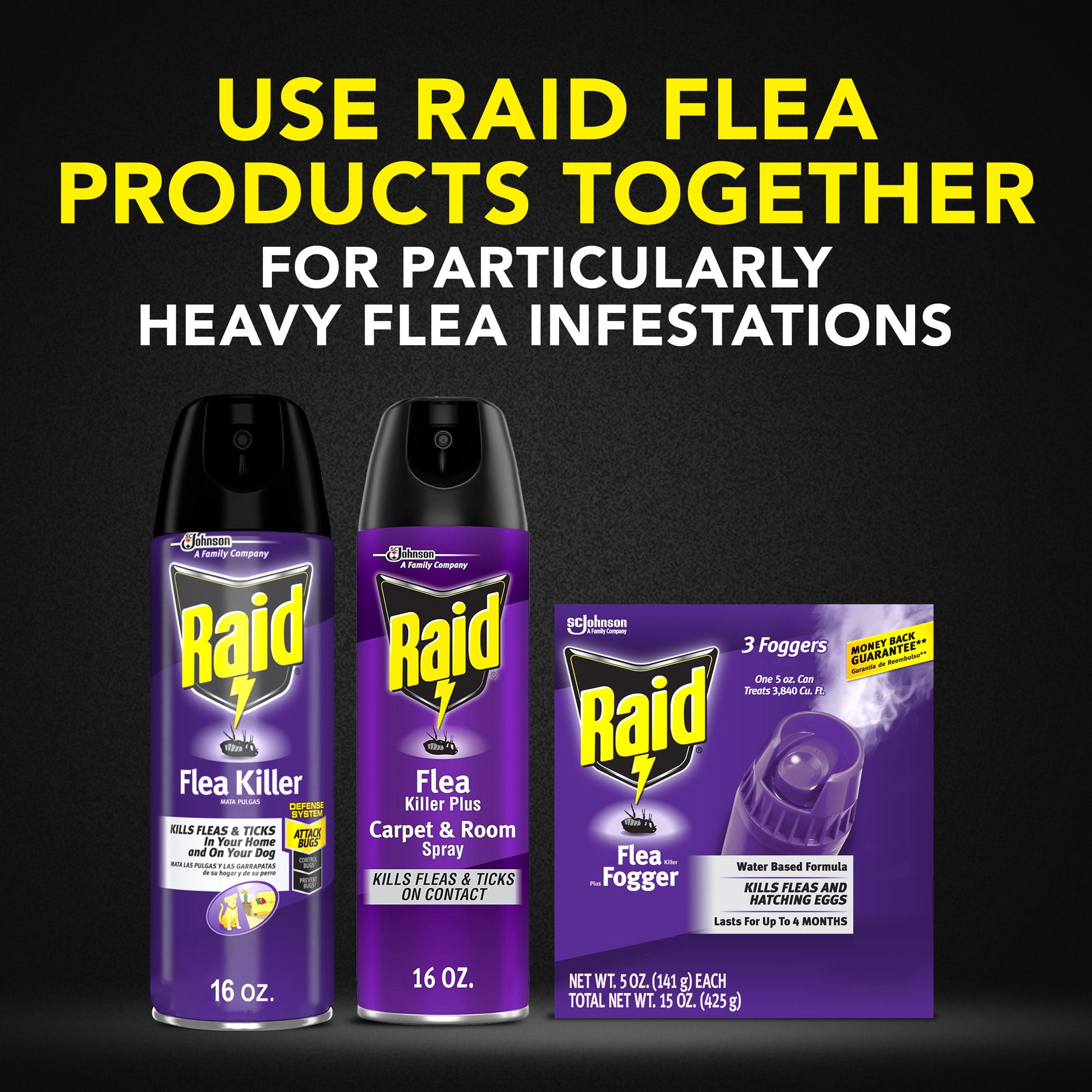 Raid Flea Killer Carpet and Room Spray, Contact Insecticide for Fleas and Ticks (16 oz) d0afh